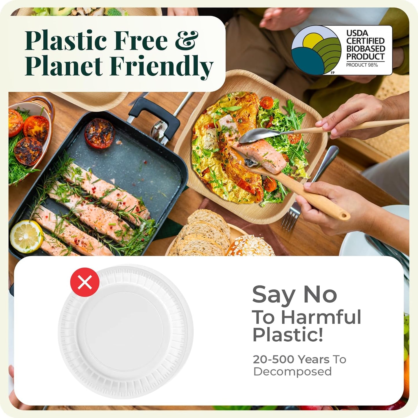 Palm Leaf Plates 4 Inch Bamboo Plate Disposable 100 Pack Small Dessert and Appetizer Square Party Plates Biodegradable Compostable Cocktail Better than Paper Plate by Koalalove