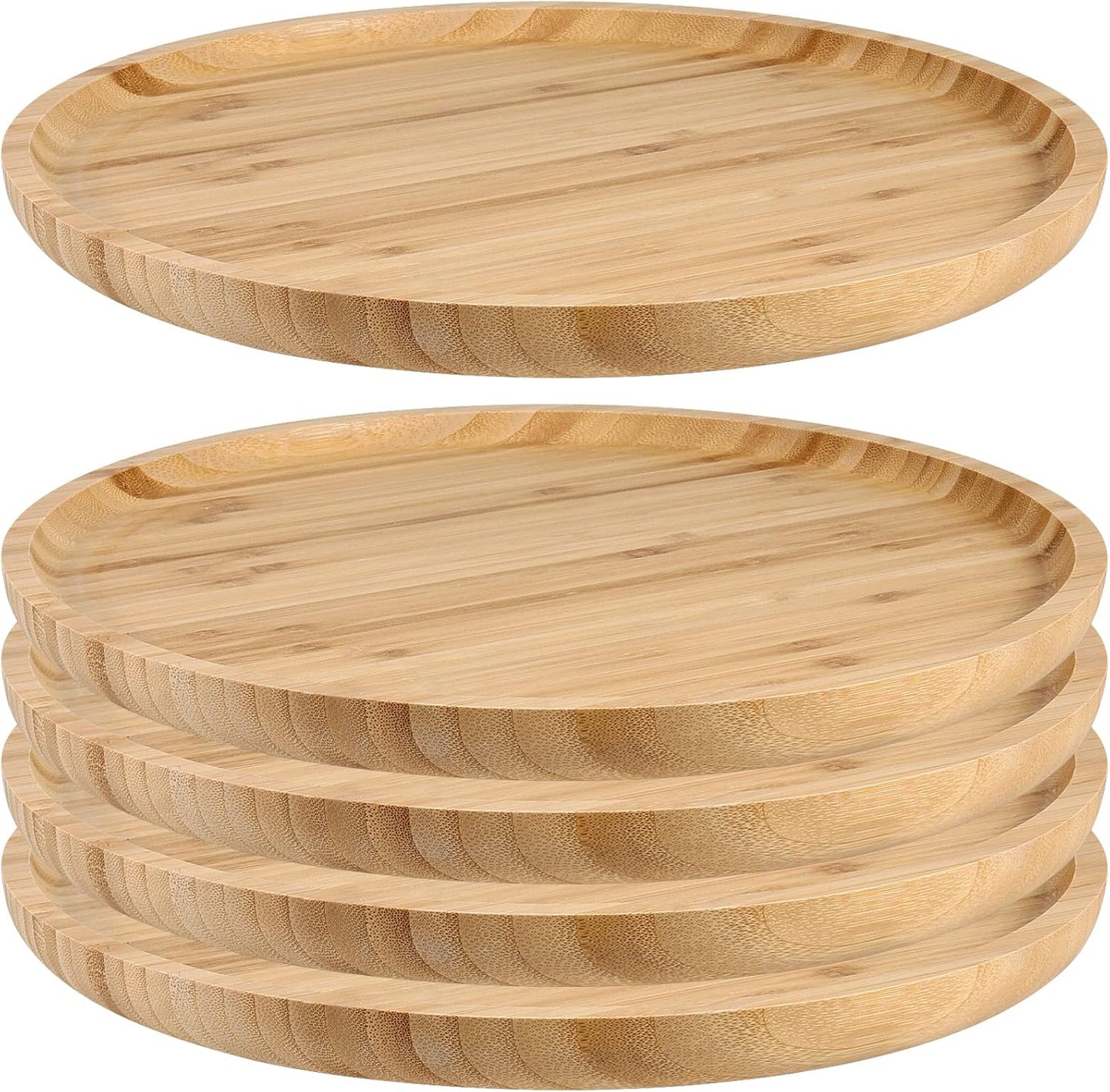 JOIKIT 3 Pack 8 Inch Bamboo Platter, Fine Polished Sqaure Wood Dinner Plates Bamboo Serving Tray for Holding Fruit, Bread, Cheese, Nut, Coffee, Tea, Plant Saucer