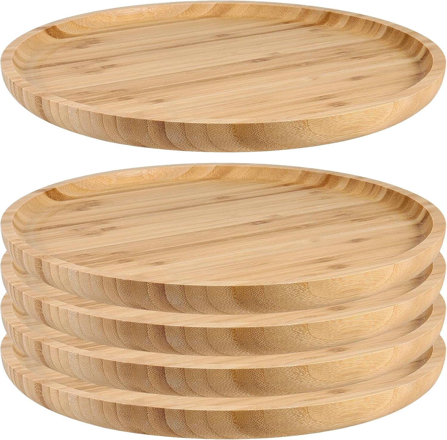 JOIKIT 3 Pack 8 Inch Bamboo Platter, Fine Polished Sqaure Wood Dinner Plates Bamboo Serving Tray for Holding Fruit, Bread, Cheese, Nut, Coffee, Tea, Plant Saucer