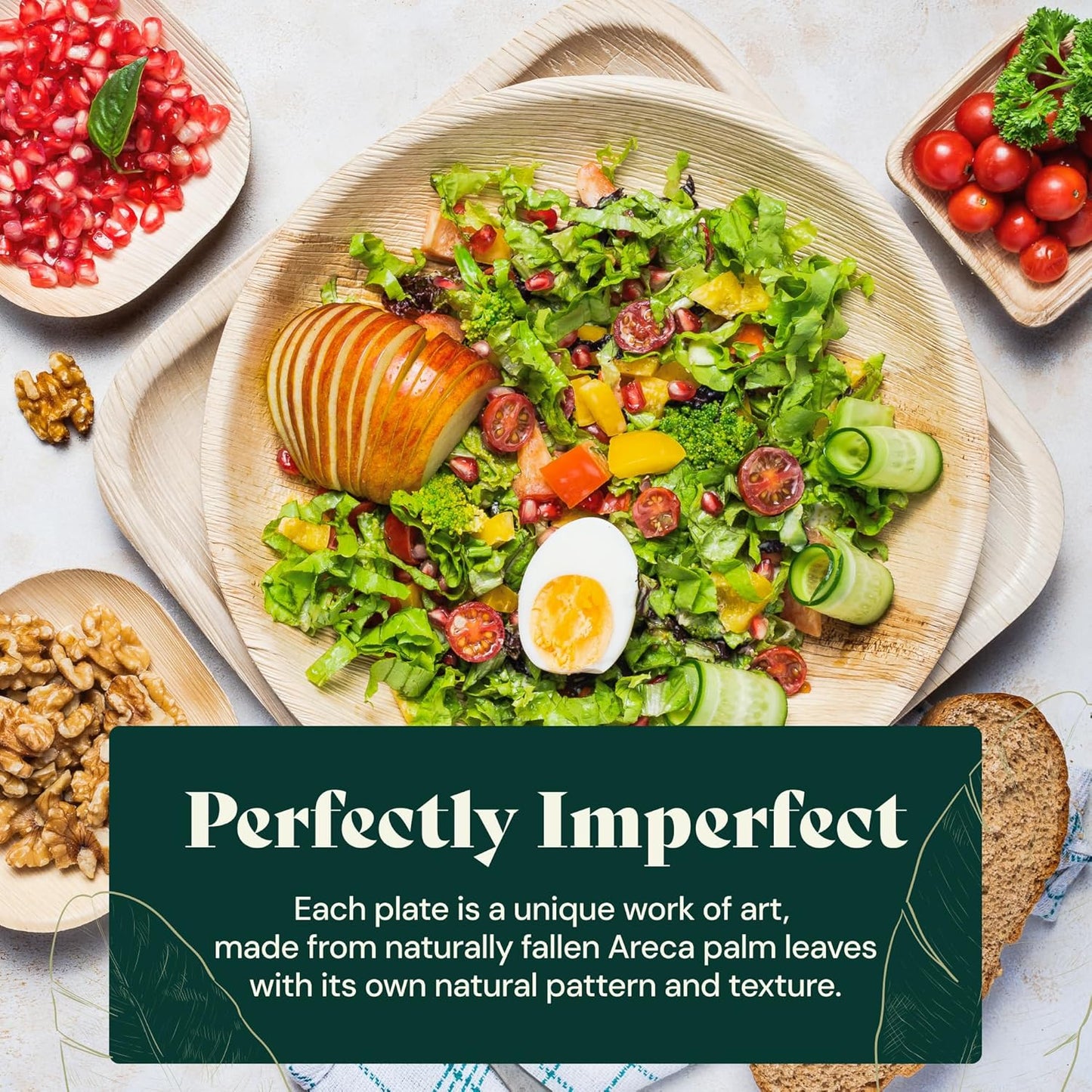 Chic Leaf Palm Leaf Disposable Bamboo Plates for 4Th of July Weddings, Parties & Events – Round, Biodegradable, Compostable, 48-Pack (10" & 6")