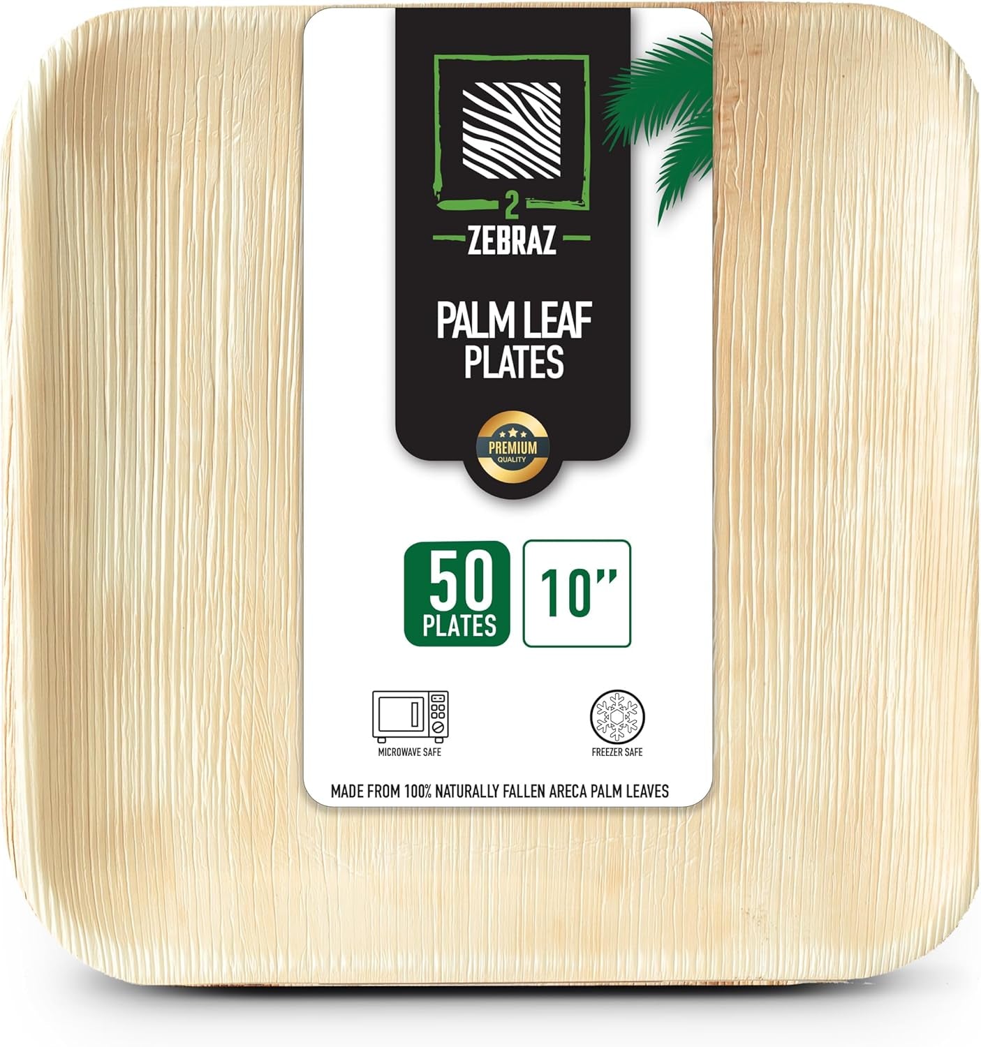 Premium Palm Leaf Disposable Plates – 50Pc Square Set: 25Pc 10” and 25Pc 7”, Heavy-Duty, Microwave Safe, Natural Alternative to Plastic, Ideal for Parties, Weddings, Events, and Everyday Use