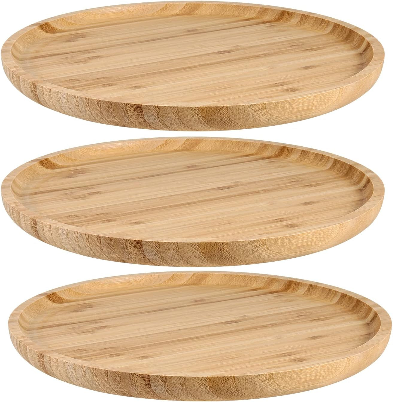 JOIKIT 3 Pack 8 Inch Bamboo Platter, Fine Polished Sqaure Wood Dinner Plates Bamboo Serving Tray for Holding Fruit, Bread, Cheese, Nut, Coffee, Tea, Plant Saucer