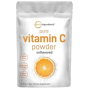 Pure Vitamin C Crystal Powder (Water Soluble Vitamin C 1000mg Per Serving), 1 KG (2.2 Pounds), Immune Vitamins and Strong Antioxidant, Pure Ascorbic Acid Powder Supplement
