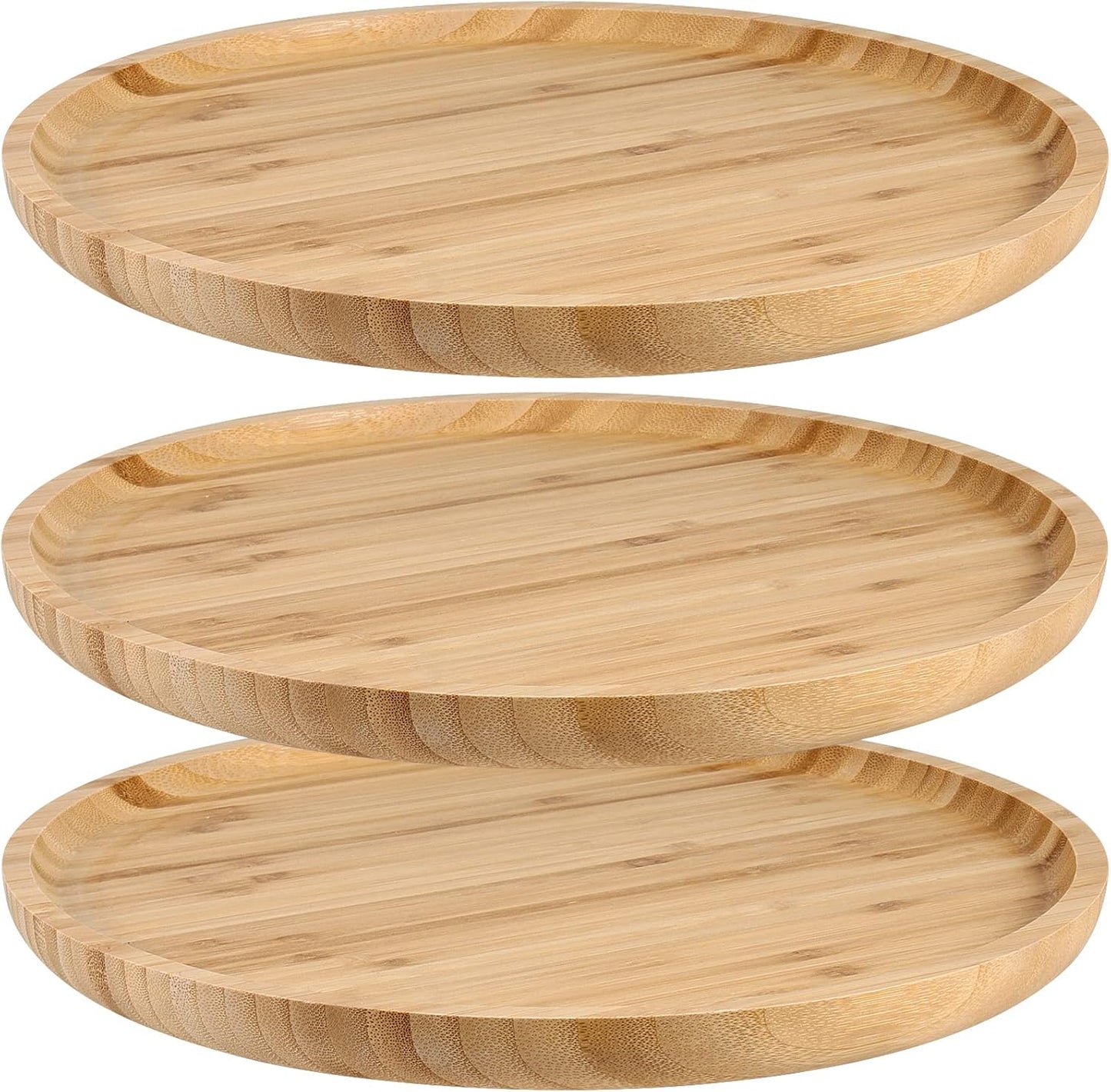 JOIKIT 3 Pack 8 Inch Bamboo Platter, Fine Polished Sqaure Wood Dinner Plates Bamboo Serving Tray for Holding Fruit, Bread, Cheese, Nut, Coffee, Tea, Plant Saucer