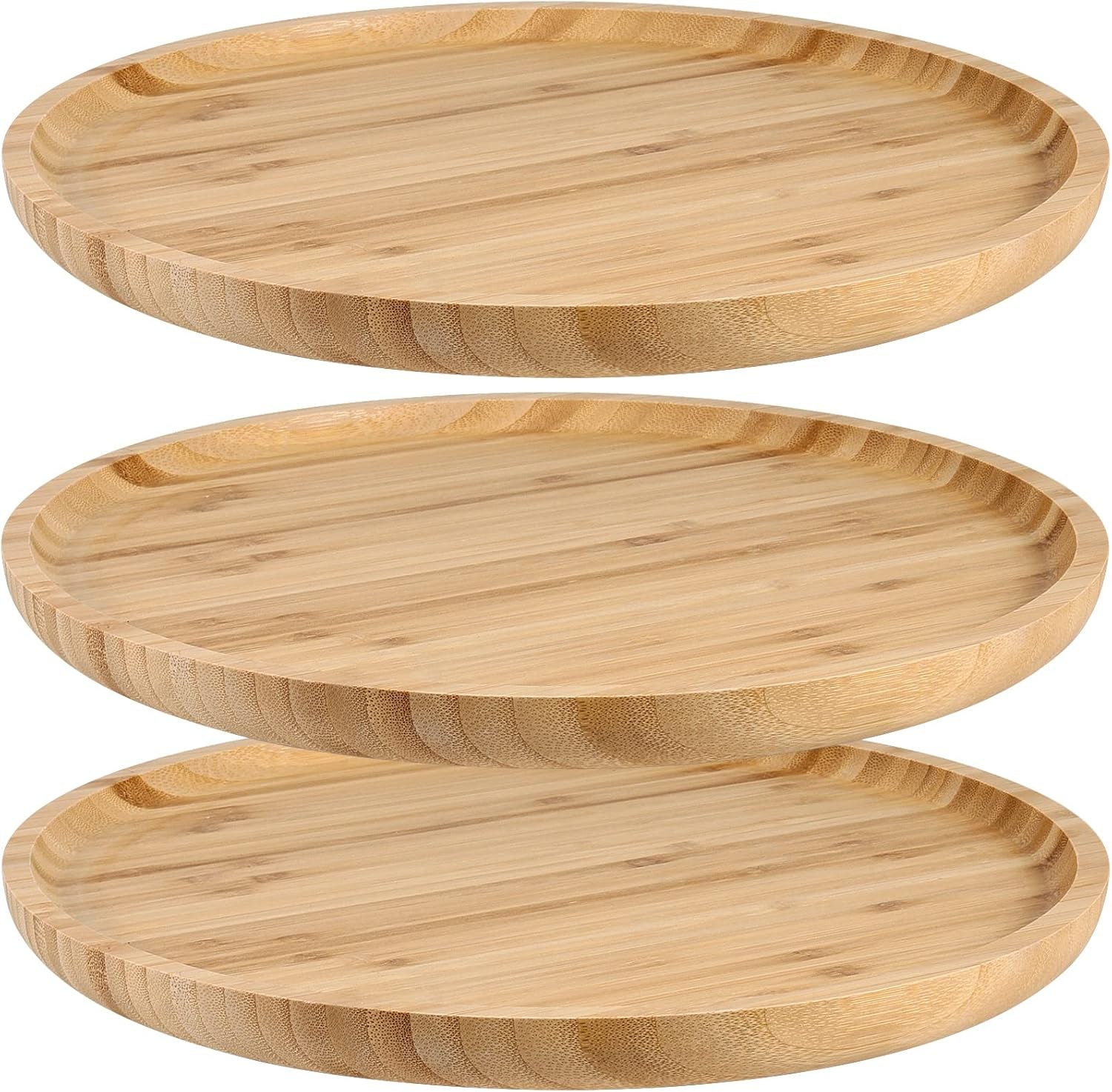 JOIKIT 3 Pack 8 Inch Bamboo Platter, Fine Polished Sqaure Wood Dinner Plates Bamboo Serving Tray for Holding Fruit, Bread, Cheese, Nut, Coffee, Tea, Plant Saucer