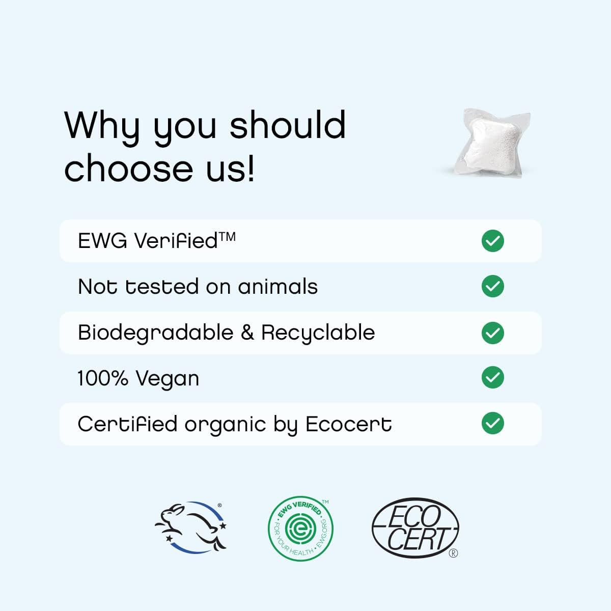 Unscented Laundry Pods by Aspenclean, New and Improved Packaging, Zero Plastic, EWG Verified™, Vegan, Non-Bio, Hypoallergenic Natural Laundry Detergent - 36 Count