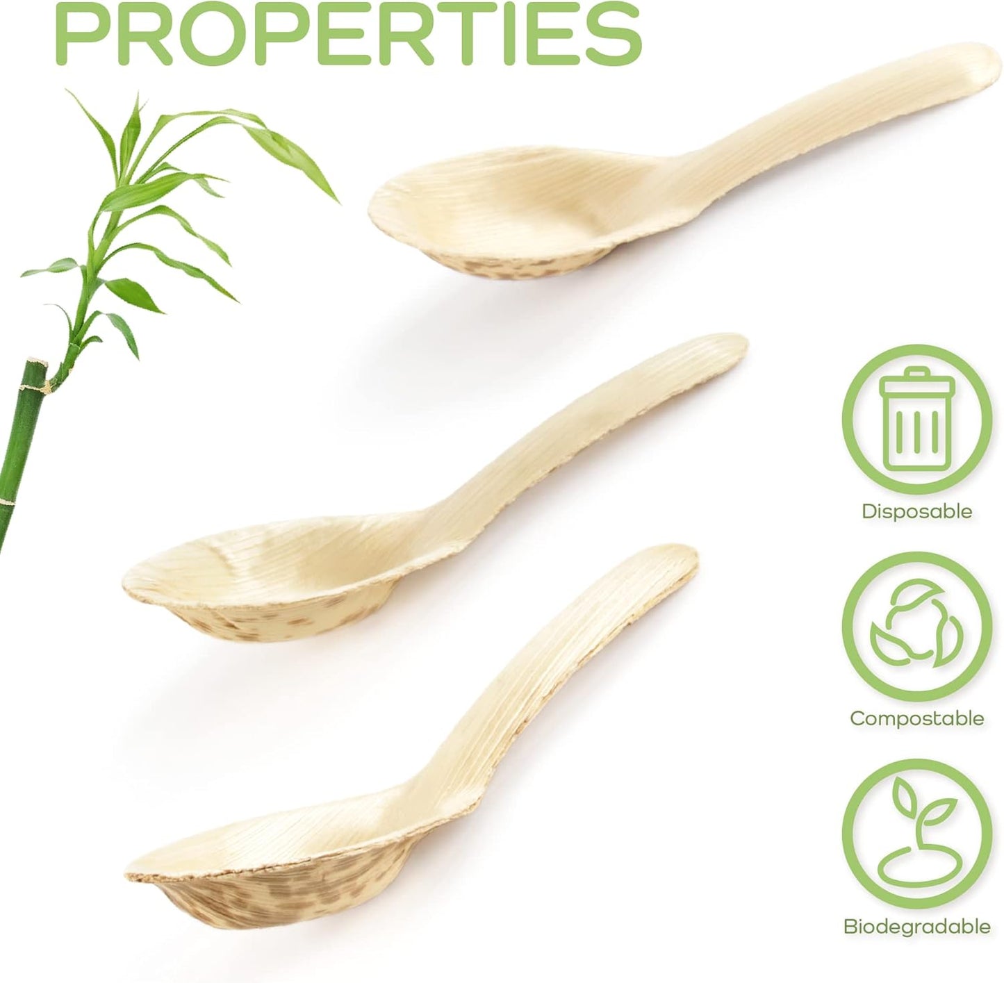 BambooMN 5.1" Premium Bamboo Leaf Chinese Soup Spoons, All Natural Disposable Compostable for Catering and Home Use, 100 Pieces