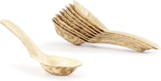 BambooMN 5.1" Premium Bamboo Leaf Chinese Soup Spoons, All Natural Disposable Compostable for Catering and Home Use, 100 Pieces