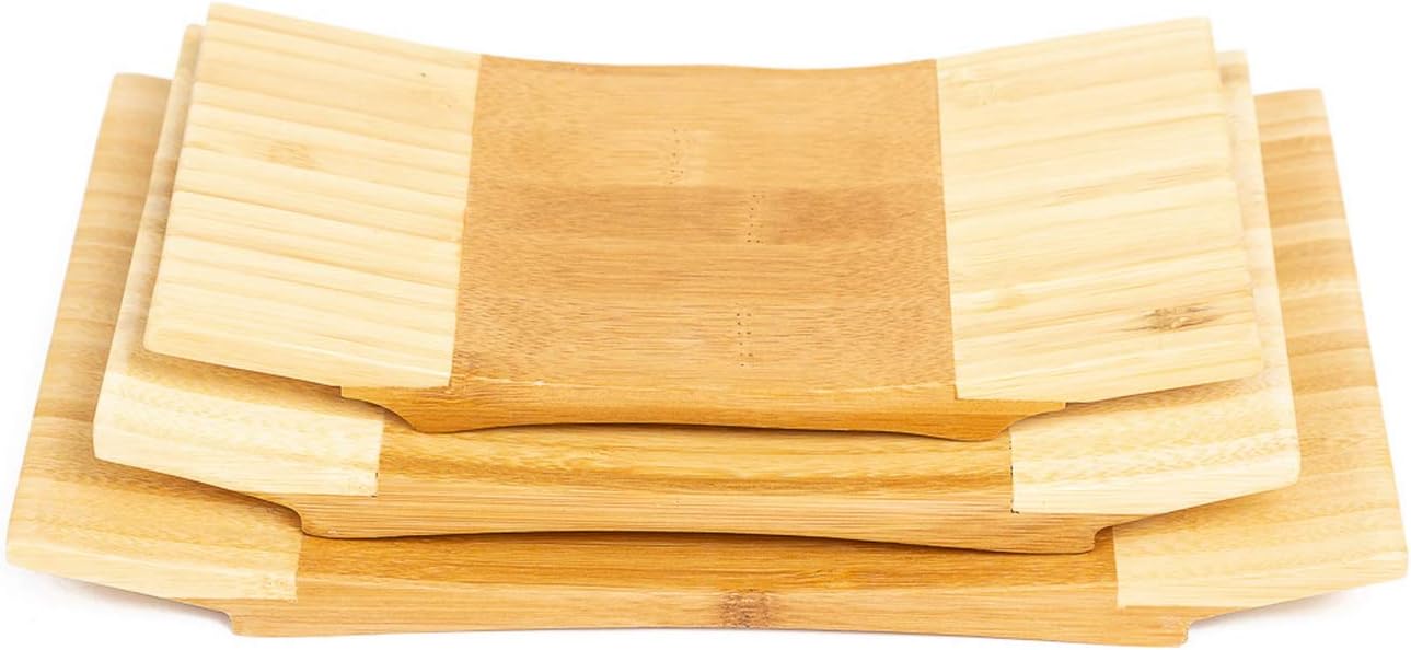 Sashimi Sushi Bamboo Curve Serving Geta Plate - Japanese Style Tableware Bamboo Sushi Board Cutting Tray (L9 X W5.9)