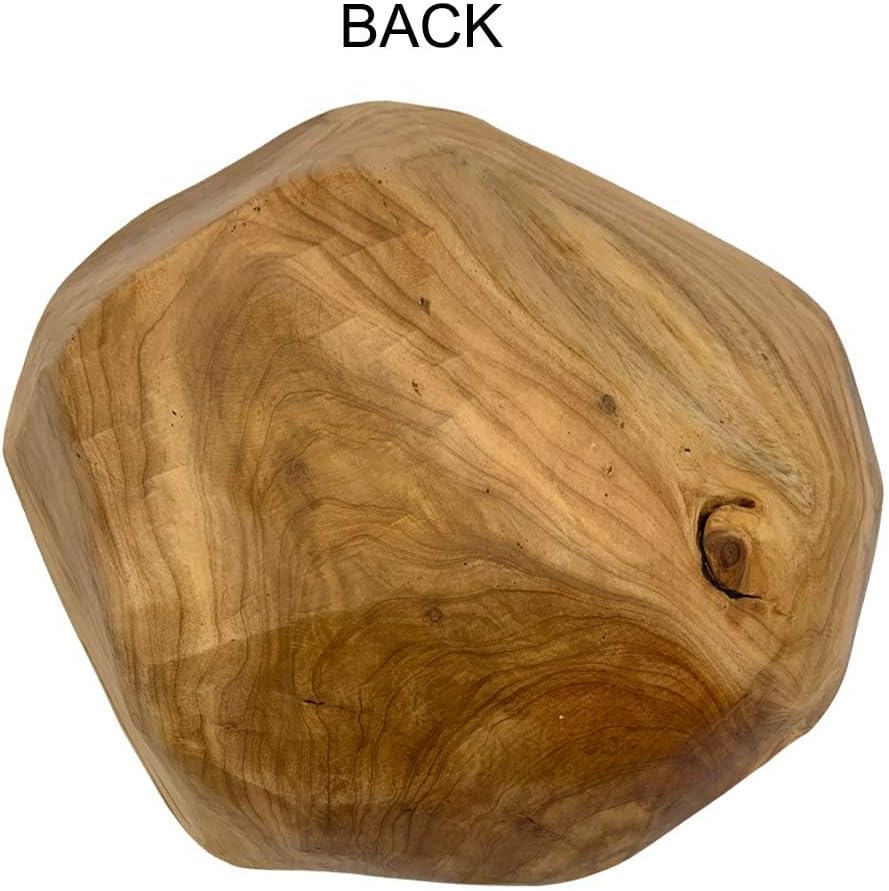 OUEEGER Wood Salad Bowl(10"-12"), Handmade Natural Root Wooden Decoration, Crafts Bowl Serving for Fruit, Snack, Food