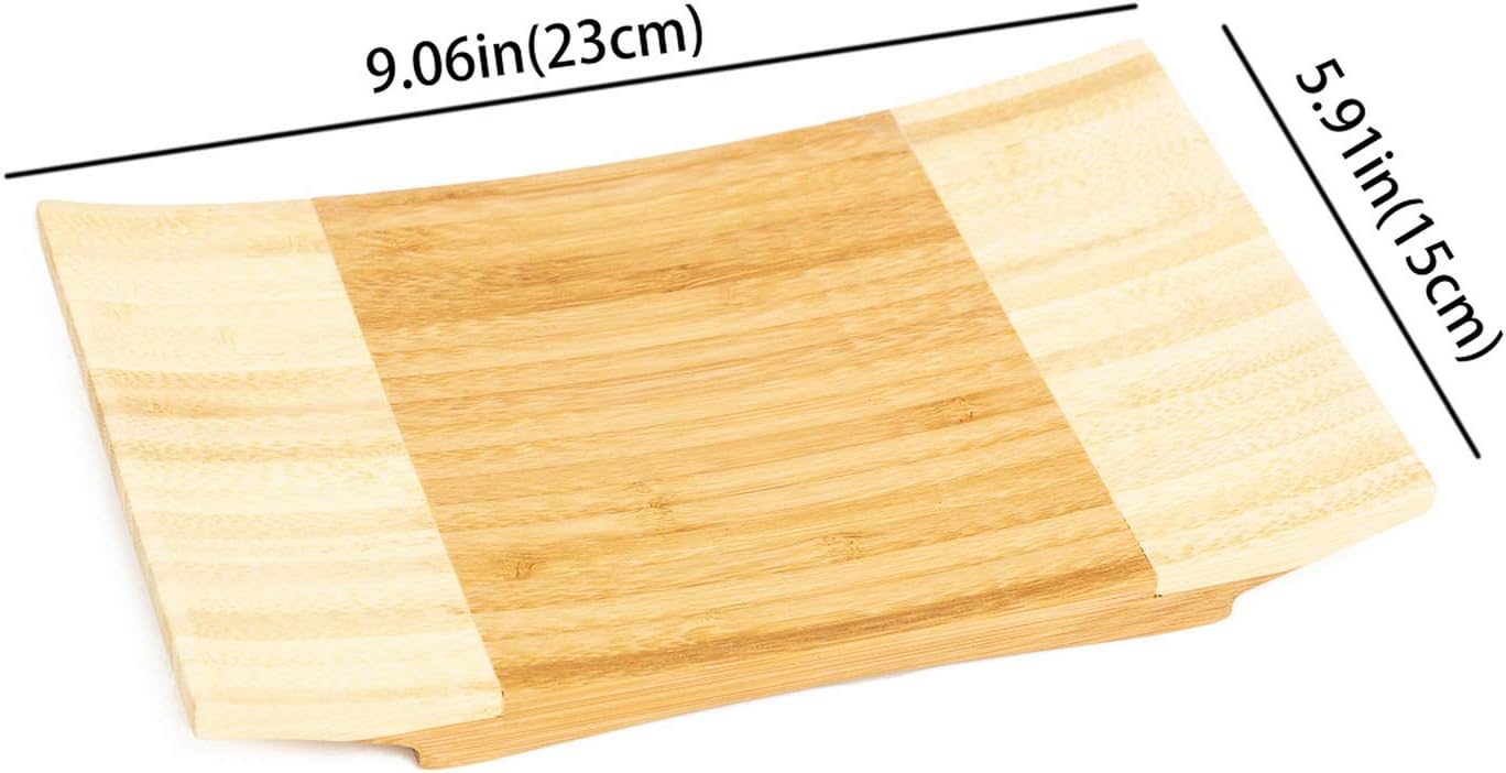 Sashimi Sushi Bamboo Curve Serving Geta Plate - Japanese Style Tableware Bamboo Sushi Board Cutting Tray (L9 X W5.9)