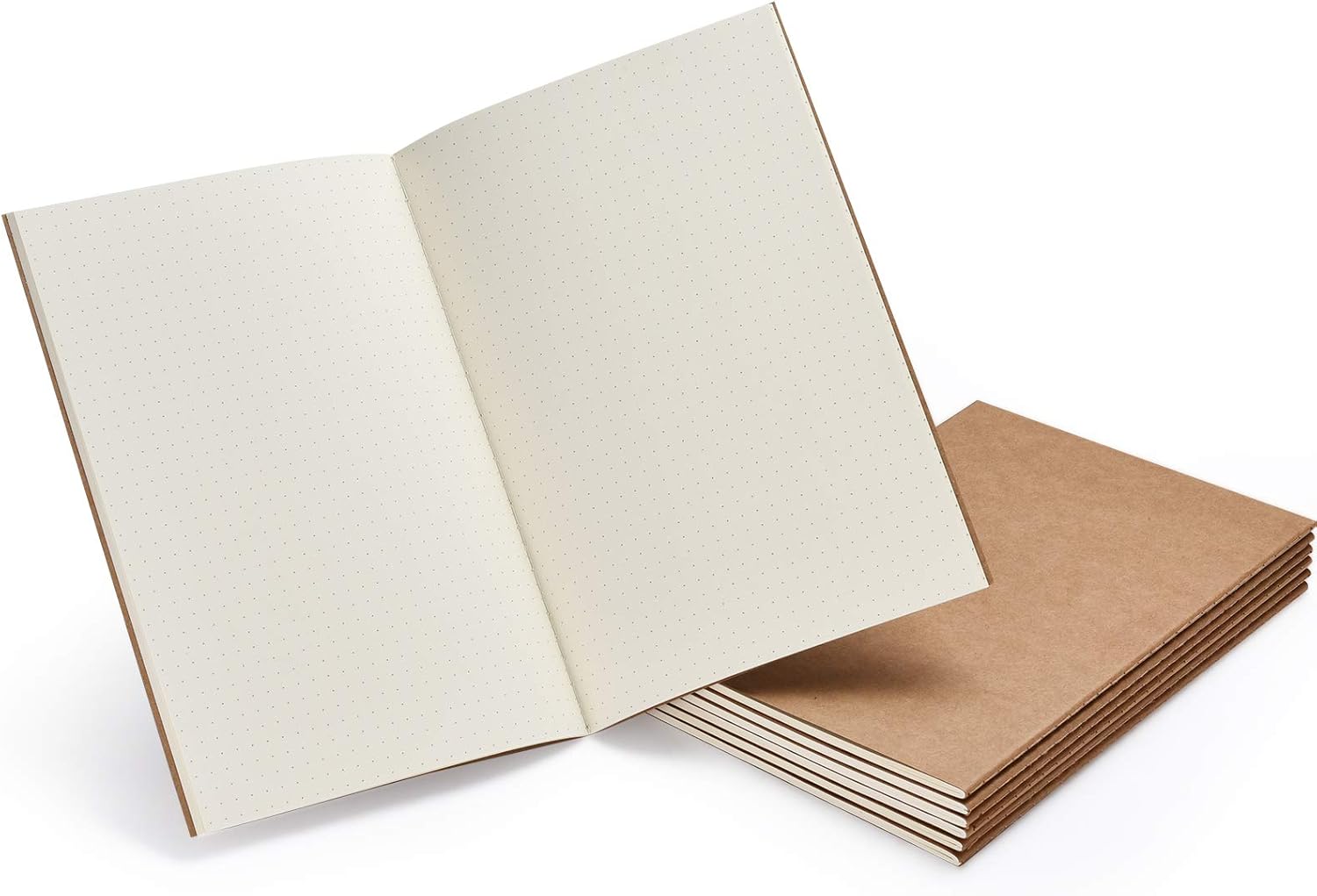 Travel Journal Set with 6 Notebook Journals for Travelers - Kraft Brown Soft Cover - 5.5” X 8.25” - 60 Blank Pages/ 30 Sheets
