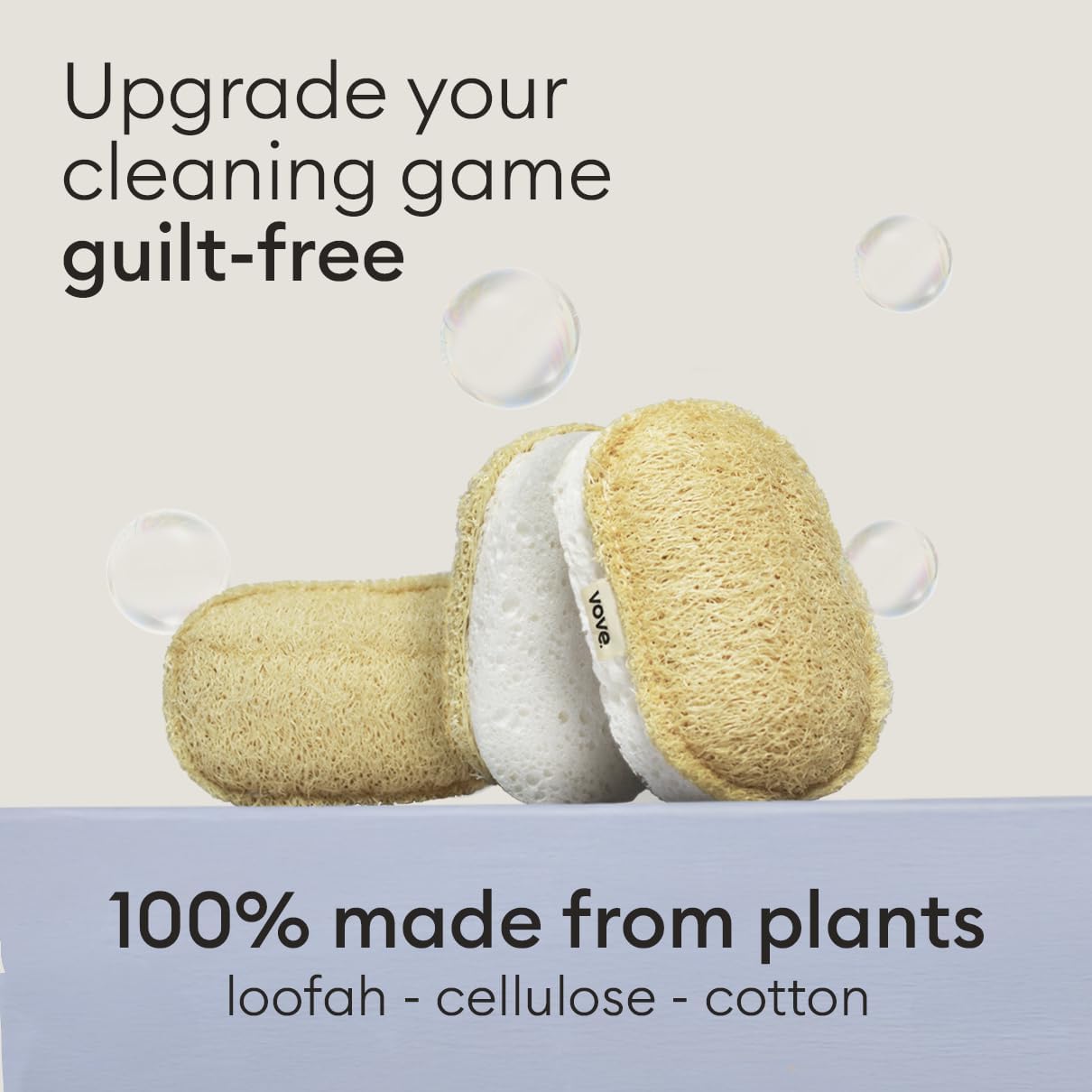 Scrub Sponges 4 Pack | Natural Cellulose & Loofah Kitchen Sponges | Eco-Friendly Dish Sponge for Bathroom & Kitchen Cleaning | FSC Certified Sustainable Packaging
