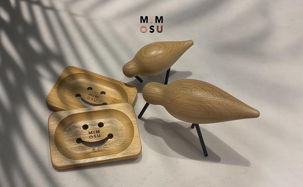 Mimosu Bamboo Soap Dish with Drain - Wooden Holder for Shampoo Bars, Eco-Friendly Bathroom Tray, Zero Waste