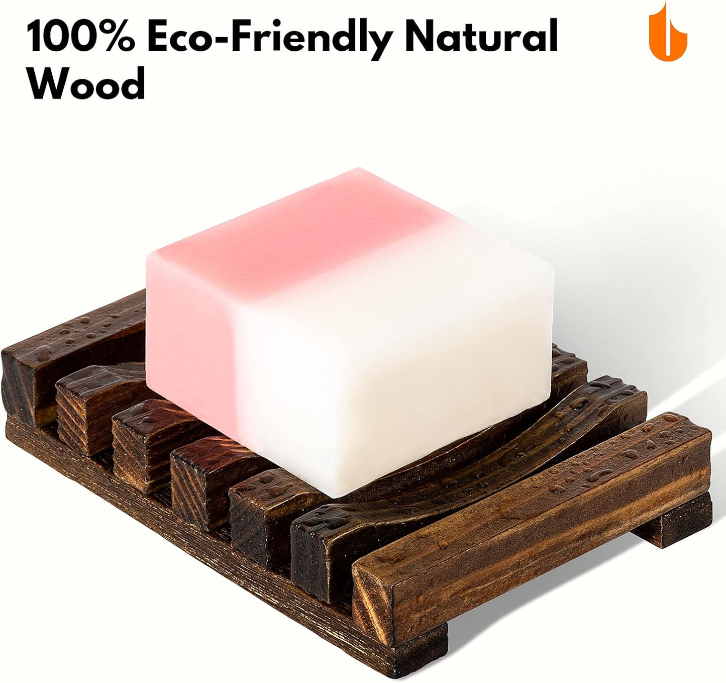 Urbanstrive Natural Wooden Soap Dish Soap Saver Holder Soap Tray for Bathroom, Biodegradable, Zero Waste, Plastic Free, Charcoal Color