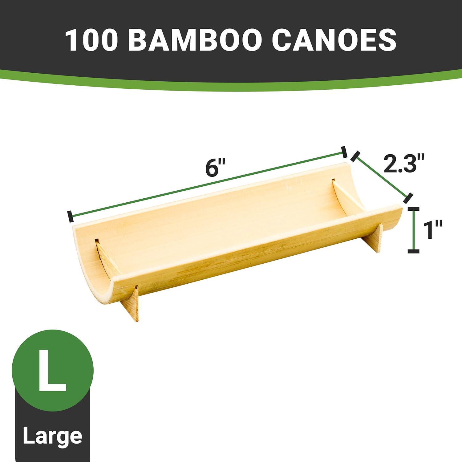 Restaurantware 6 Inch X 2.25 Inch Bamboo Canoe Dishes, 100 Large Bamboo Serving Boats - Heat Resistant, Disposable, Natural Bamboo Sushi Canoe Plates, for Parties or Catering - Restaurantware