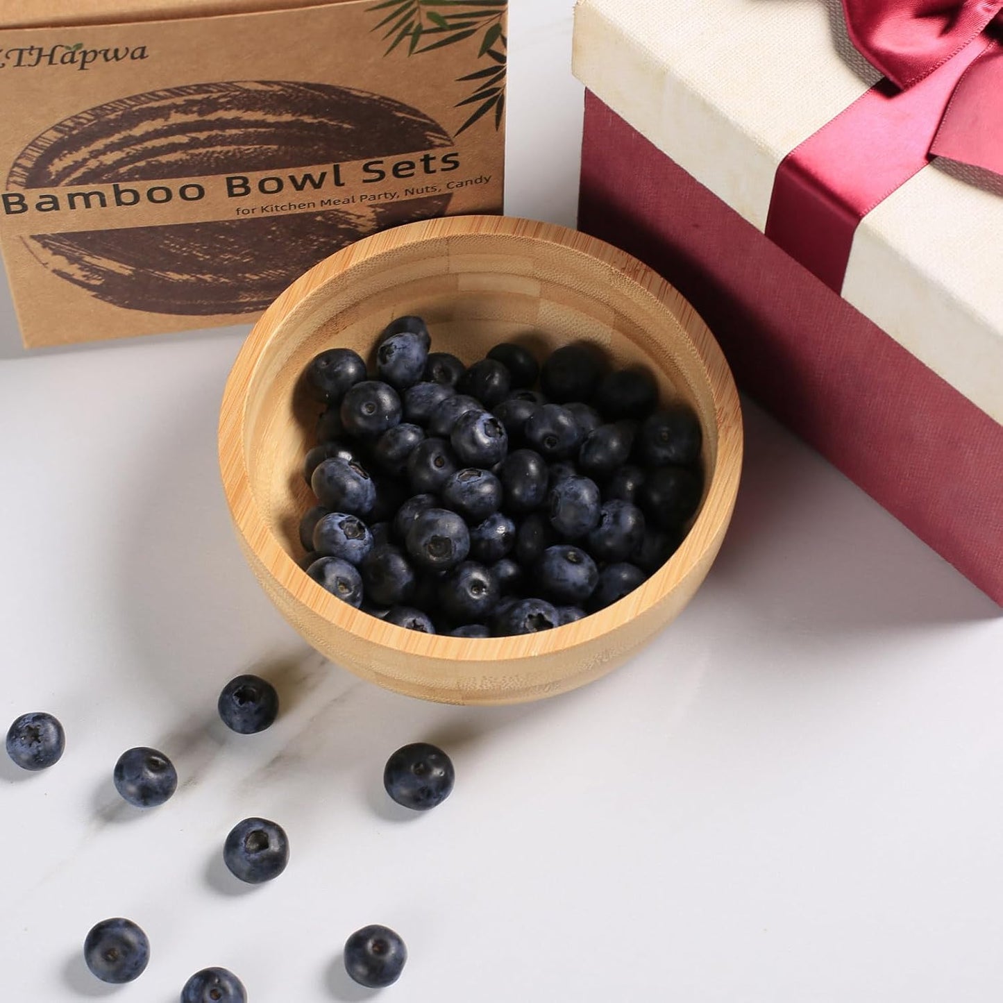 Soup Bowls Set of 2 for Dessert/Cereal/Pasta/Fruit | Natural Bamboo Serving Bowls for Nuts/Candy/Snacks/Pistachio | Charcuterie Accessories for Dipping/Condiments/Sauce | 15.21 Oz Capacity