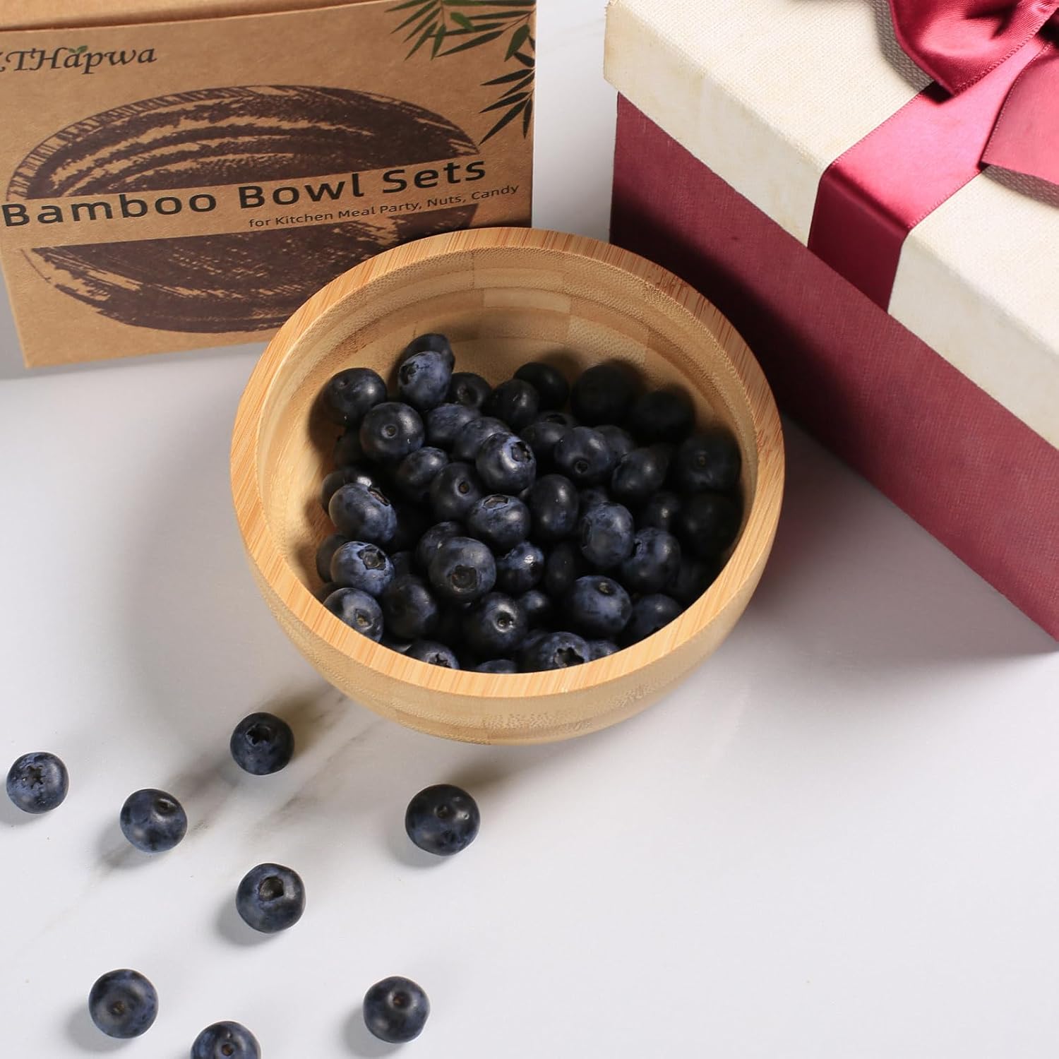Soup Bowls Set of 2 for Dessert/Cereal/Pasta/Fruit | Natural Bamboo Serving Bowls for Nuts/Candy/Snacks/Pistachio | Charcuterie Accessories for Dipping/Condiments/Sauce | 15.21 Oz Capacity