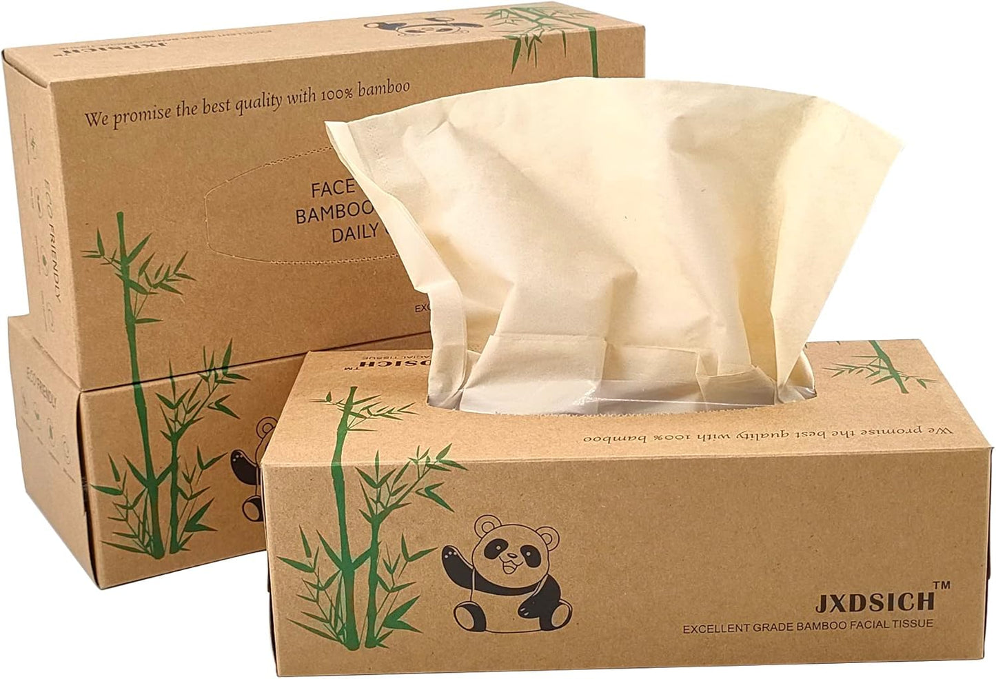 Bamboo Facial Tissues,soft nature bamboo facial tissue,100% virgin bamboo,Bulk carton of 8 boxes (100 Tissues per boxes,800 Tissues Total) | kraft paper Box, 3 Ply tissues