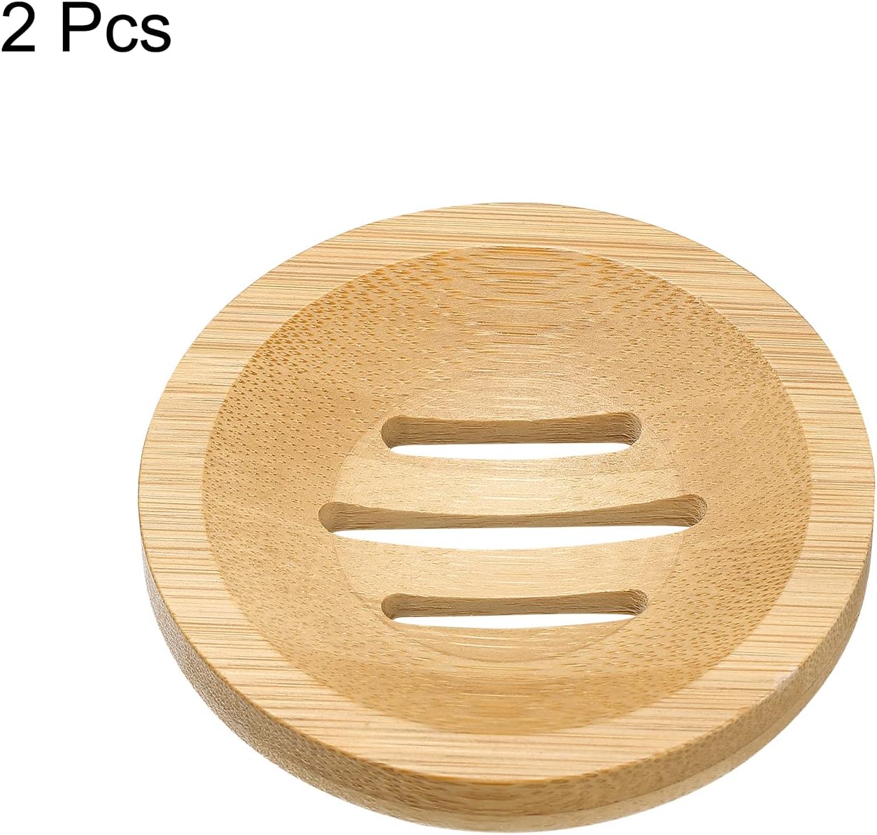uxcell Wooden Soap Dish, 2Pack Natural Bamboo Soap Saver Tray Self Draining Soap Holder for Bathroom, Bathtub, Kitchen Sink