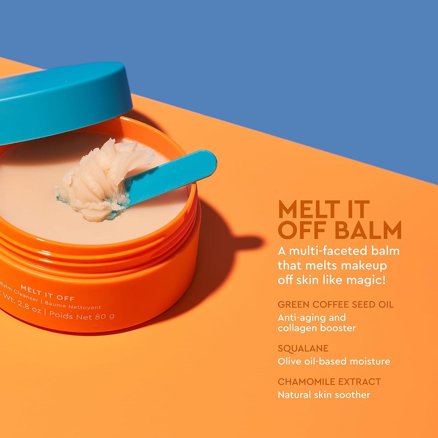 Melt It off Balm Cleanser - Face Wash with Green Coffee Seed Oil and Chamomile - Gluten Free Facial Cleanser for All Skin Types - 2.8 Oz