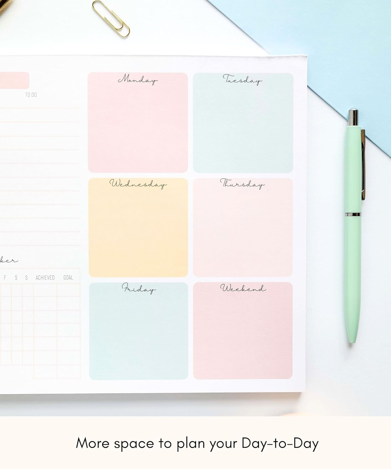 Weekly Planner Notepad Tear off – 52 Undated Weekly Sheets Daily to Do List Notepad, Habit Tracker, Academic Planner Notebook, Daily Work Planner- Full Year Productivity Planner Weekly to Do List Pad