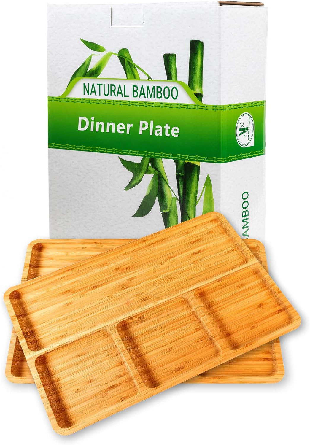 BAMBOO LAND - Bamboo 4-Section Divided Plate, Portion Control for Weight Loss Adults