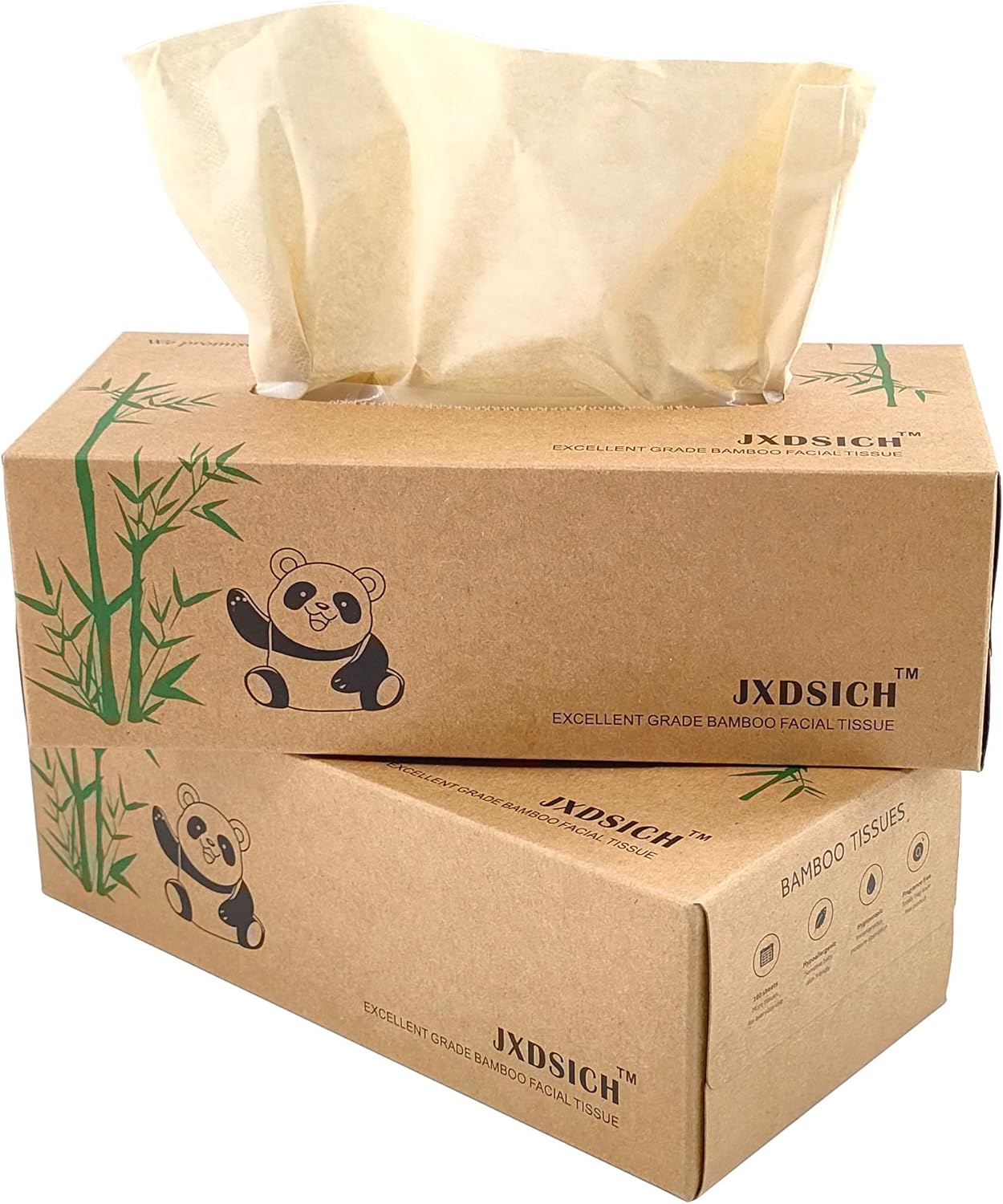 Bamboo Facial Tissues,soft nature bamboo facial tissue,100% virgin bamboo,Bulk carton of 8 boxes (100 Tissues per boxes,800 Tissues Total) | kraft paper Box, 3 Ply tissues