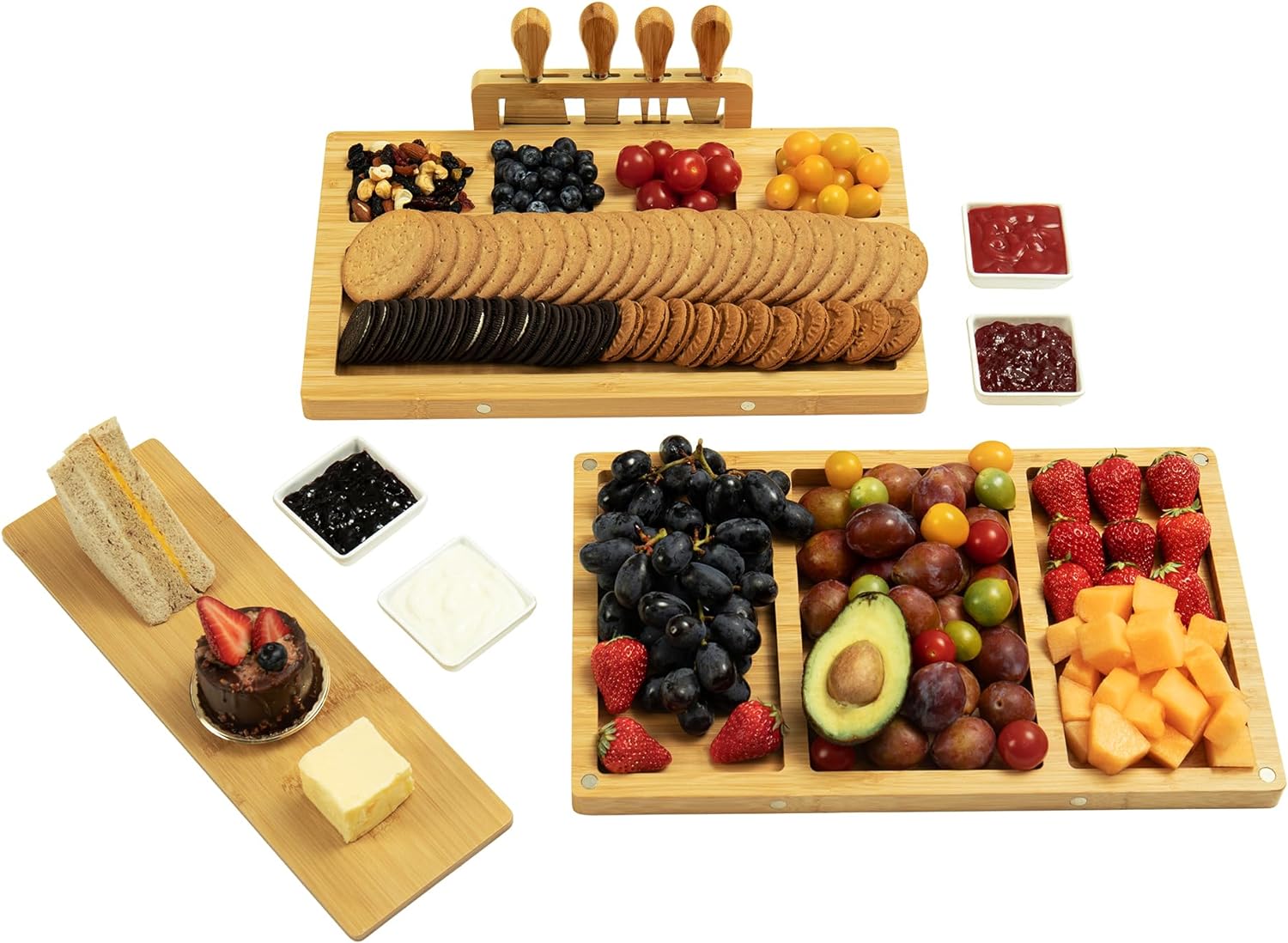 Charcuterie Board Cheese Boards Gift Set with Stainless Steel Knives, Slates and Bowls. Housewarming Gift, Wedding Gift for Couple, Bridal Shower Aperitif Board