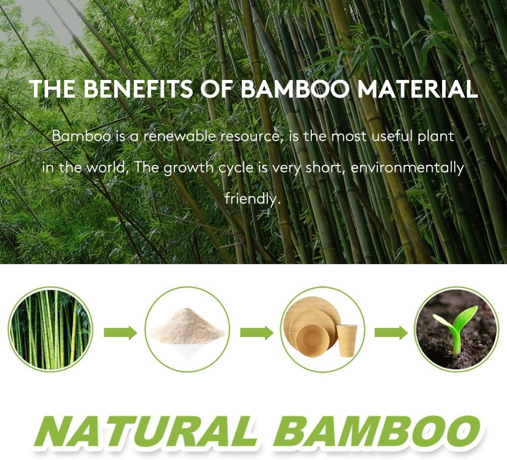 LEKOCH Bamboo Dinnerware Set, Ultra Chic Bamboo Dinnerwareses for 4 Pcs, Bamboo Fiber Plate Dish Set, Kitchen Tablewares Eco-Friendly Reusable Outdoor Camping Dinnerware Sets
