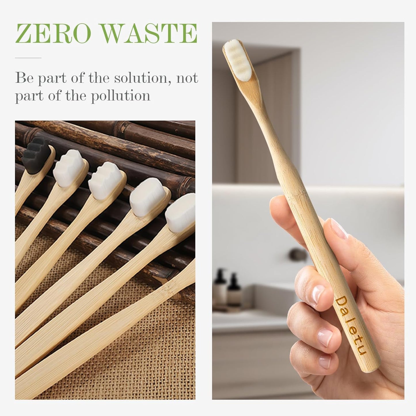 Bamboo Toothbrush, Biodegradable Toothbrushes Extra Soft Bristles, 20000 Soft Natural Bristle Toothbrush, Eco Friendly Toothbrushes for Sensitive Teeth Gum Recession - 4 Pack