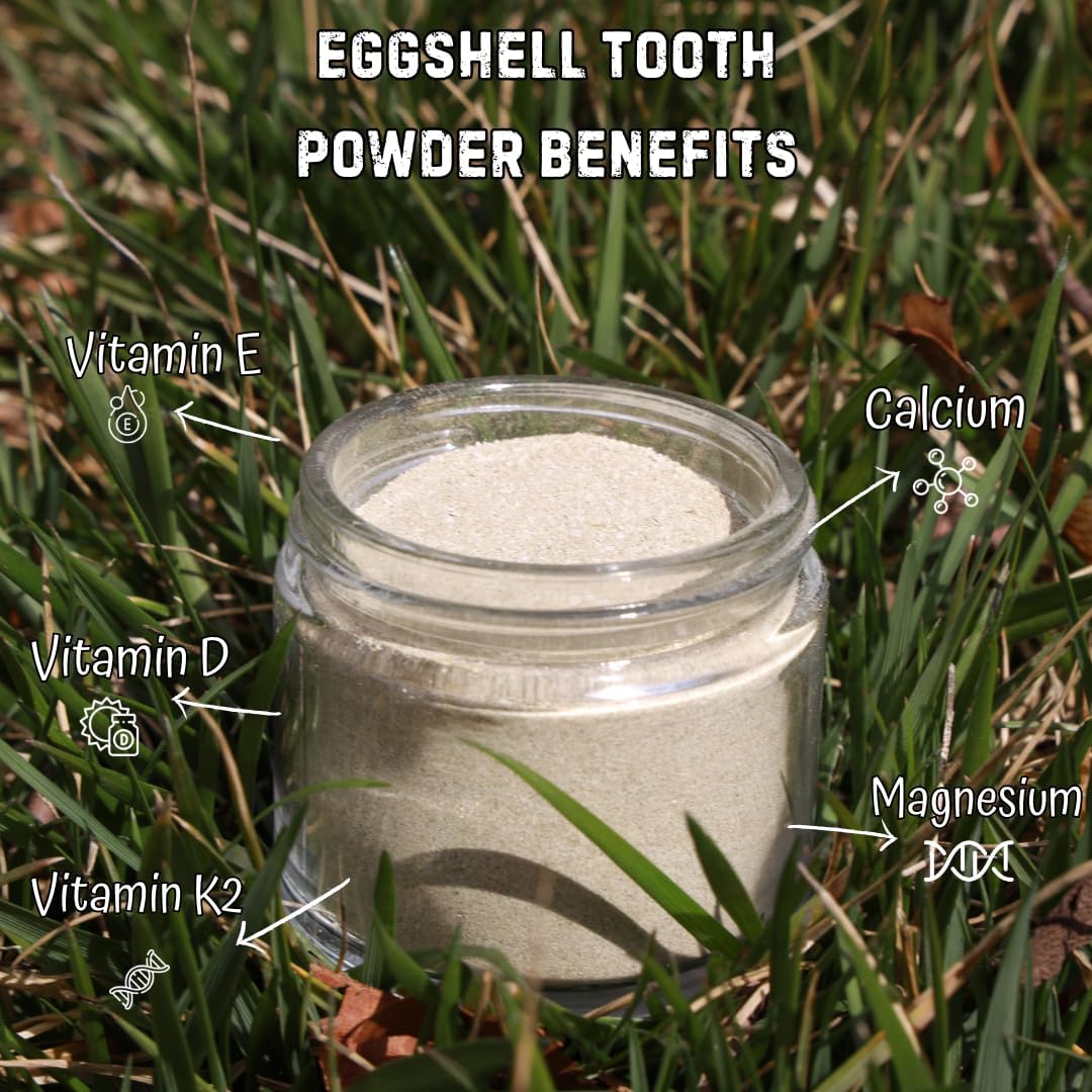 Remineralizing Tooth Powder - Natural & Fluoride-Free | Strengthens Enamel, Whitens Teeth, Freshens Breath | Egg Shell Powder, Bentonite Clay & Baking Soda | 2oz