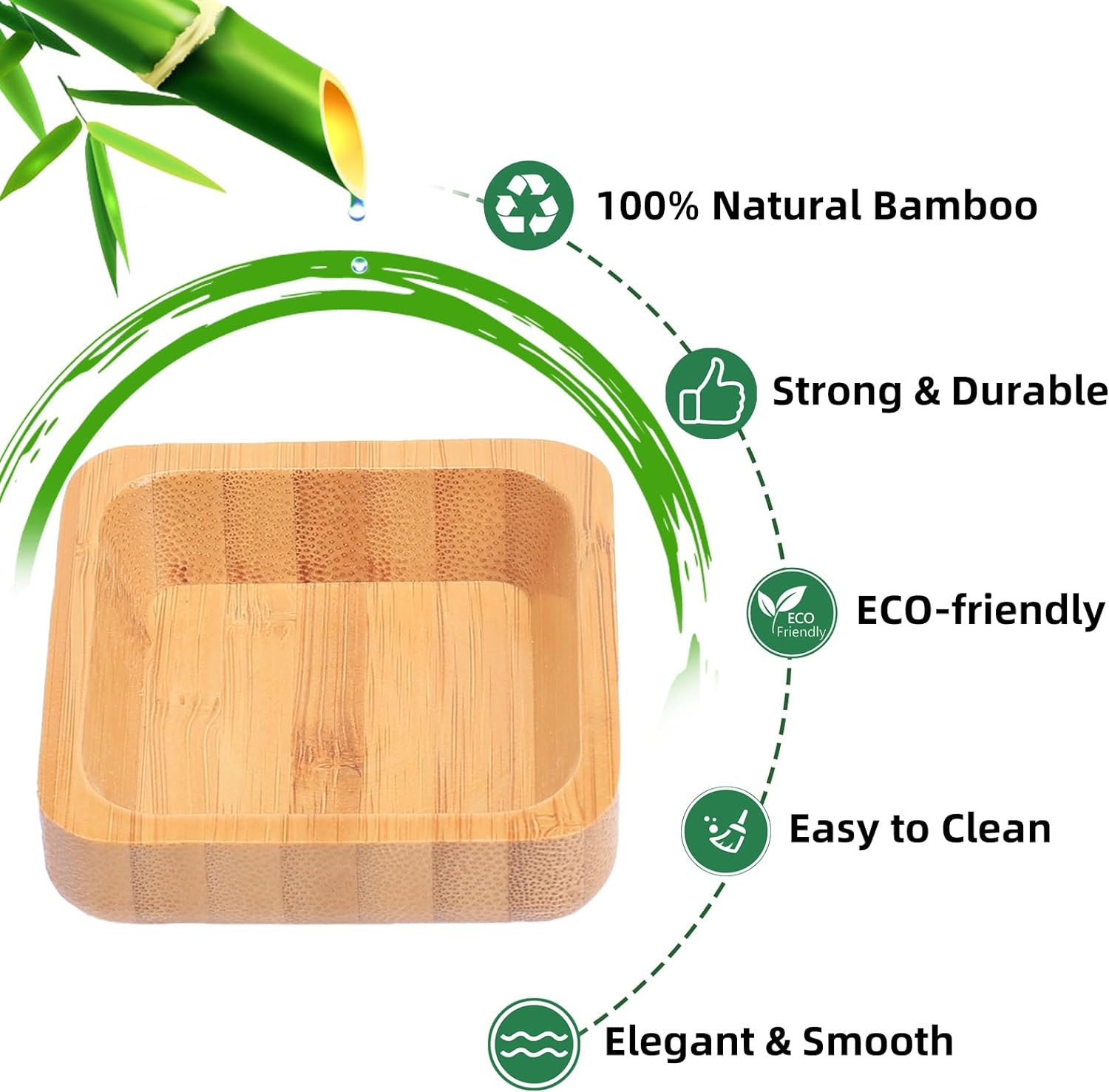 Snack Bowl Set, Small Bamboo Sauce Dish Dipping Bowls for Appetizers, Dips, Sauce, Nuts, Candy, Olives, Seeds, Desserts and More, Square 1.4 Oz