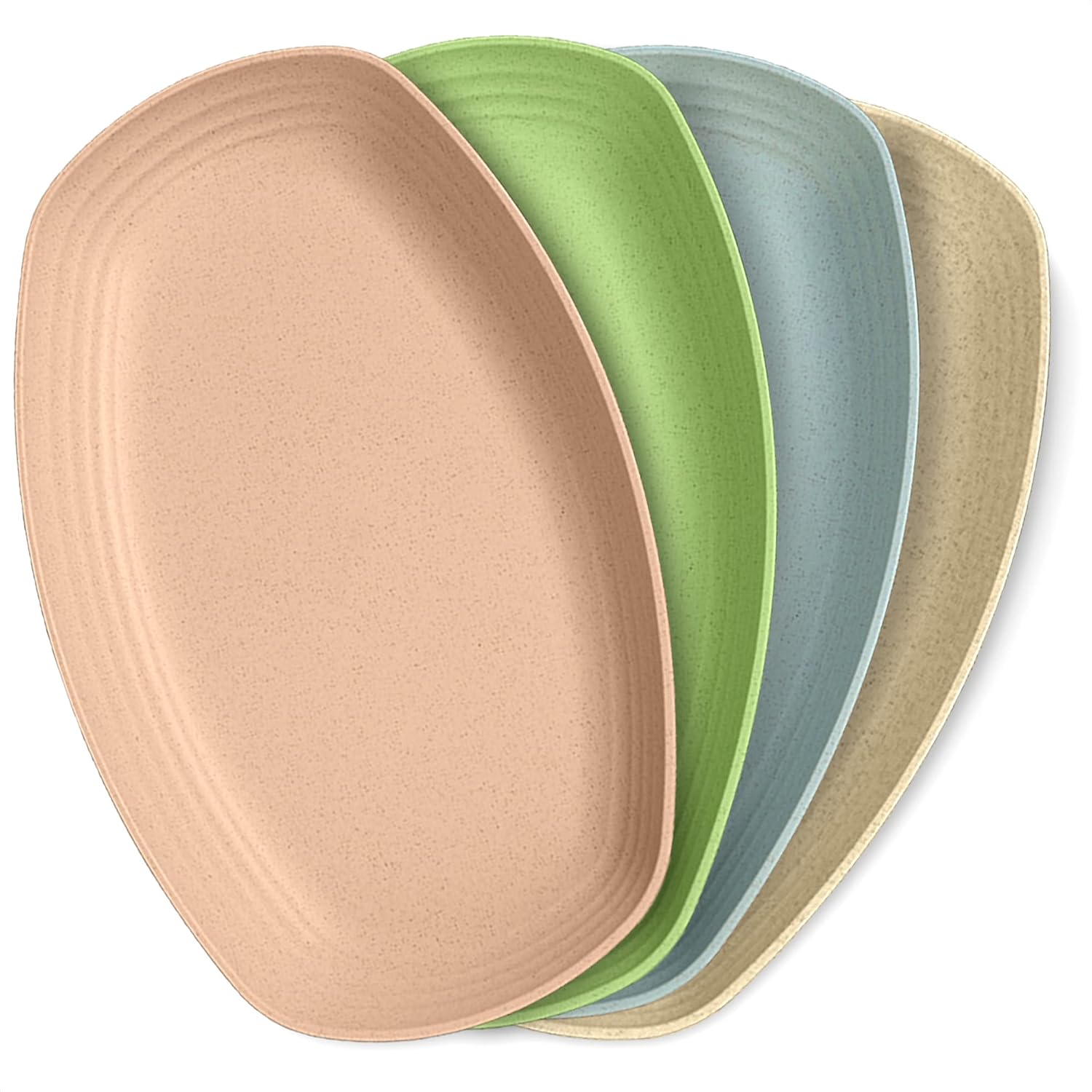 HYQO 6 Pcs Wooden Salad Bowls Large Serving - 8” Wooden Dinner Plates Set 2” Deep with Square Pattern Design for Food, Fruits & Snacks, Entertaining & Decorating - Lightweight, Scratch-Proof