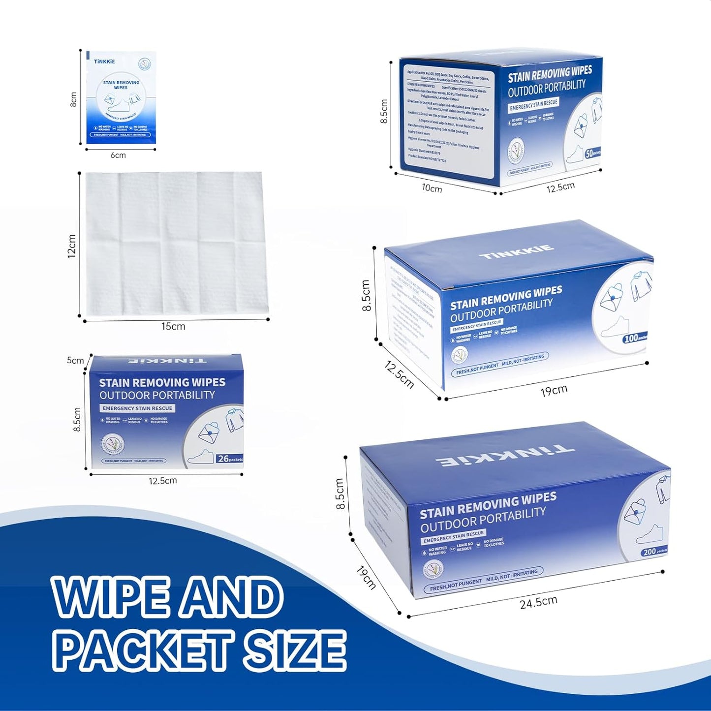 26-Pack Travel-Sized Stain Remover Wipes for Clothing Instant Stain Removal Wet Wipes for Outdoor Use