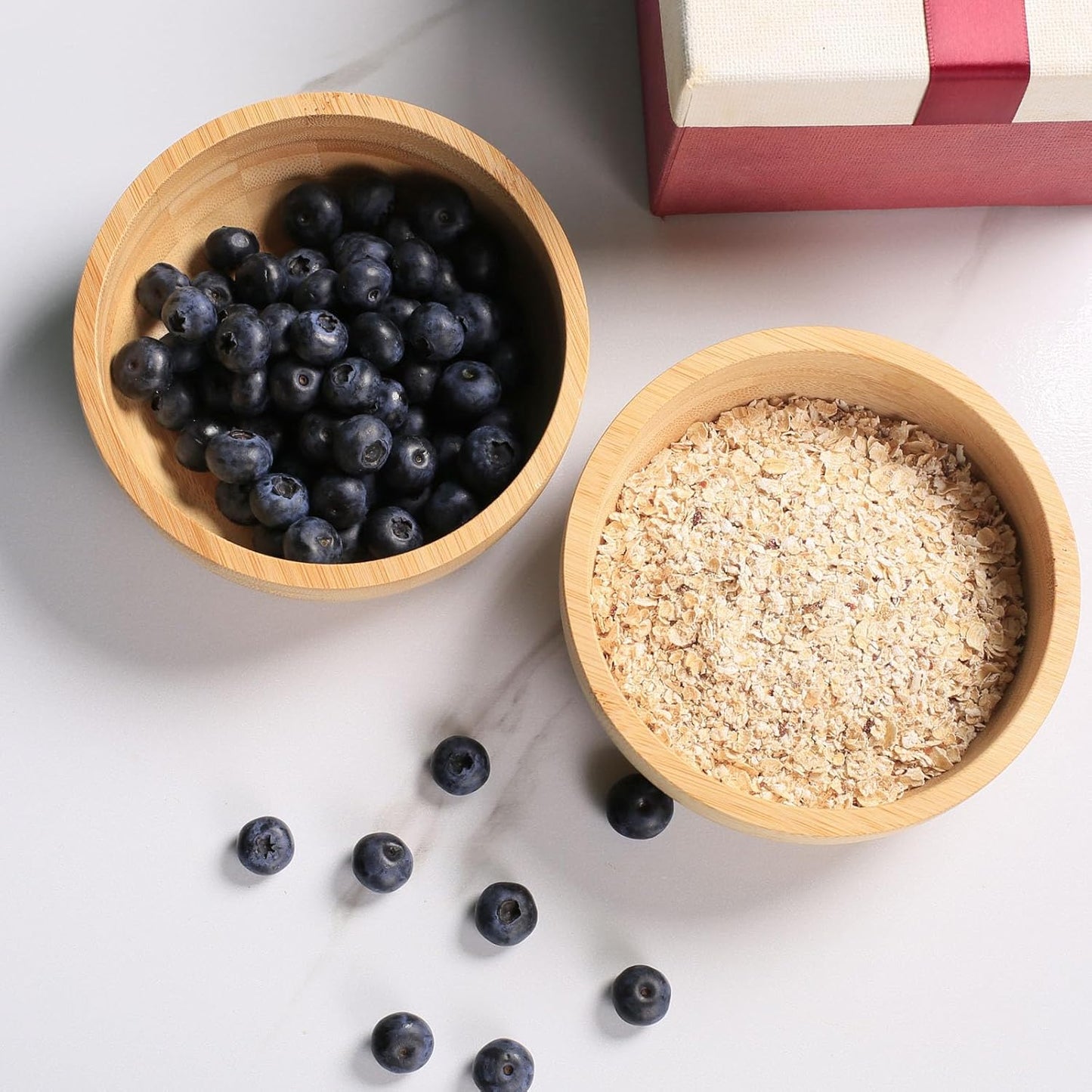 Soup Bowls Set of 2 for Dessert/Cereal/Pasta/Fruit | Natural Bamboo Serving Bowls for Nuts/Candy/Snacks/Pistachio | Charcuterie Accessories for Dipping/Condiments/Sauce | 15.21 Oz Capacity