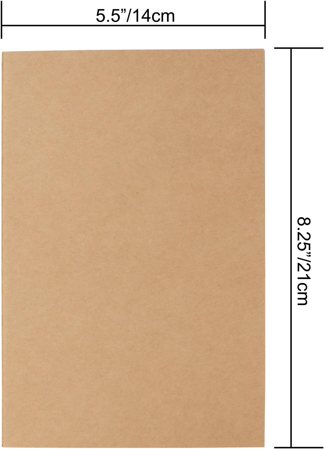 Travel Journal Set with 6 Notebook Journals for Travelers - Kraft Brown Soft Cover - 5.5” X 8.25” - 60 Blank Pages/ 30 Sheets