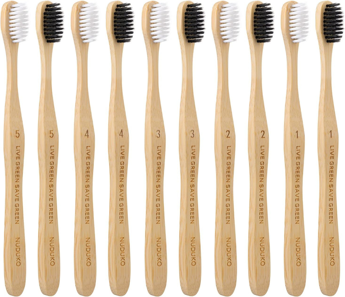Bamboo Toothbrushes Soft Bristles, Biodegradable Eco-Friendly Toothbrush 10 Pack, BPA Free Charcoal Bamboo Tooth Brush, Organic, Natural, Green and Compostable Tooth Brushes