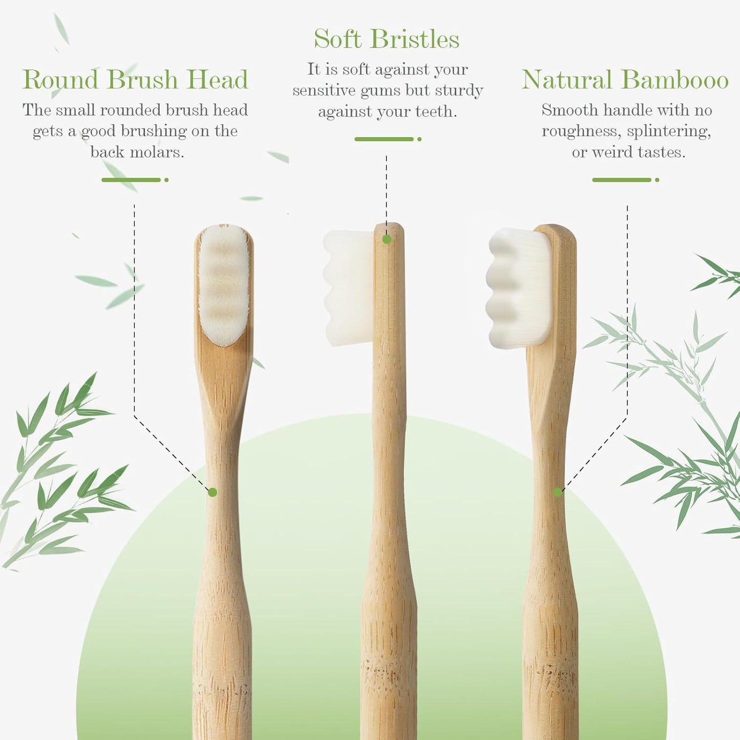 Bamboo Toothbrush, Biodegradable Toothbrushes Extra Soft Bristles, 20000 Soft Natural Bristle Toothbrush, Eco Friendly Toothbrushes for Sensitive Teeth Gum Recession - 4 Pack