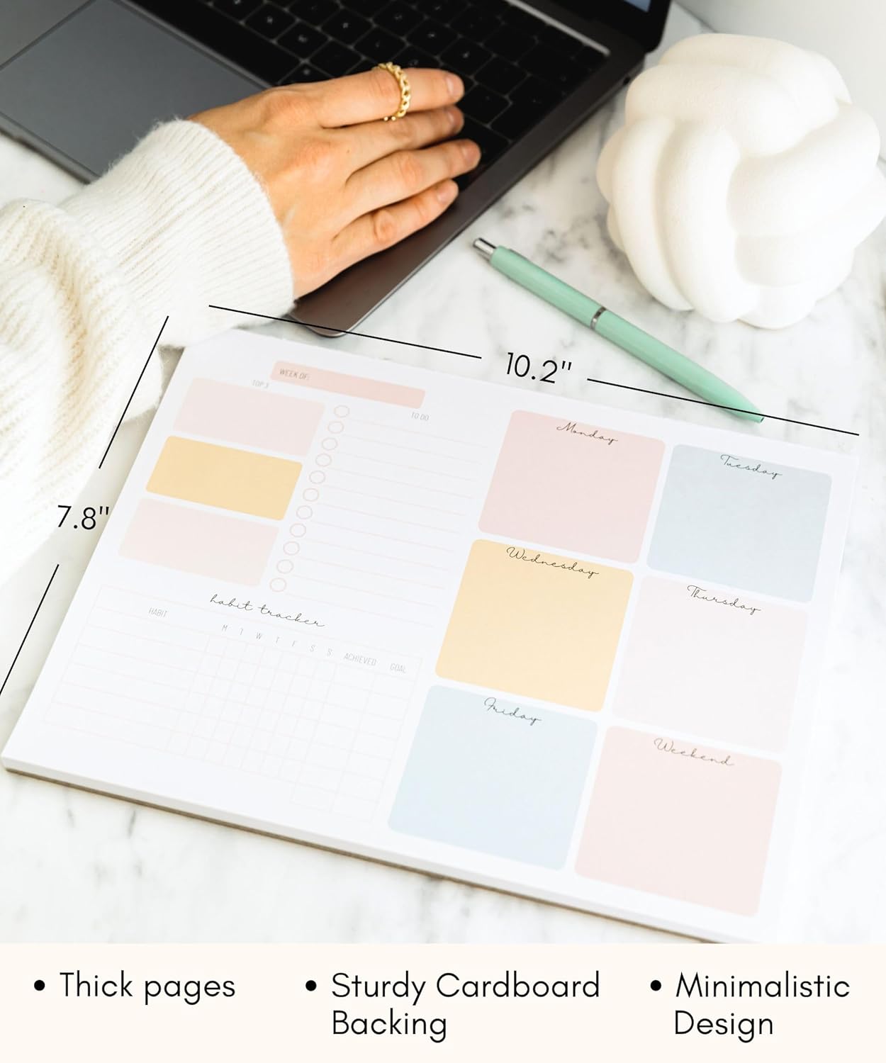 Weekly Planner Notepad Tear off – 52 Undated Weekly Sheets Daily to Do List Notepad, Habit Tracker, Academic Planner Notebook, Daily Work Planner- Full Year Productivity Planner Weekly to Do List Pad