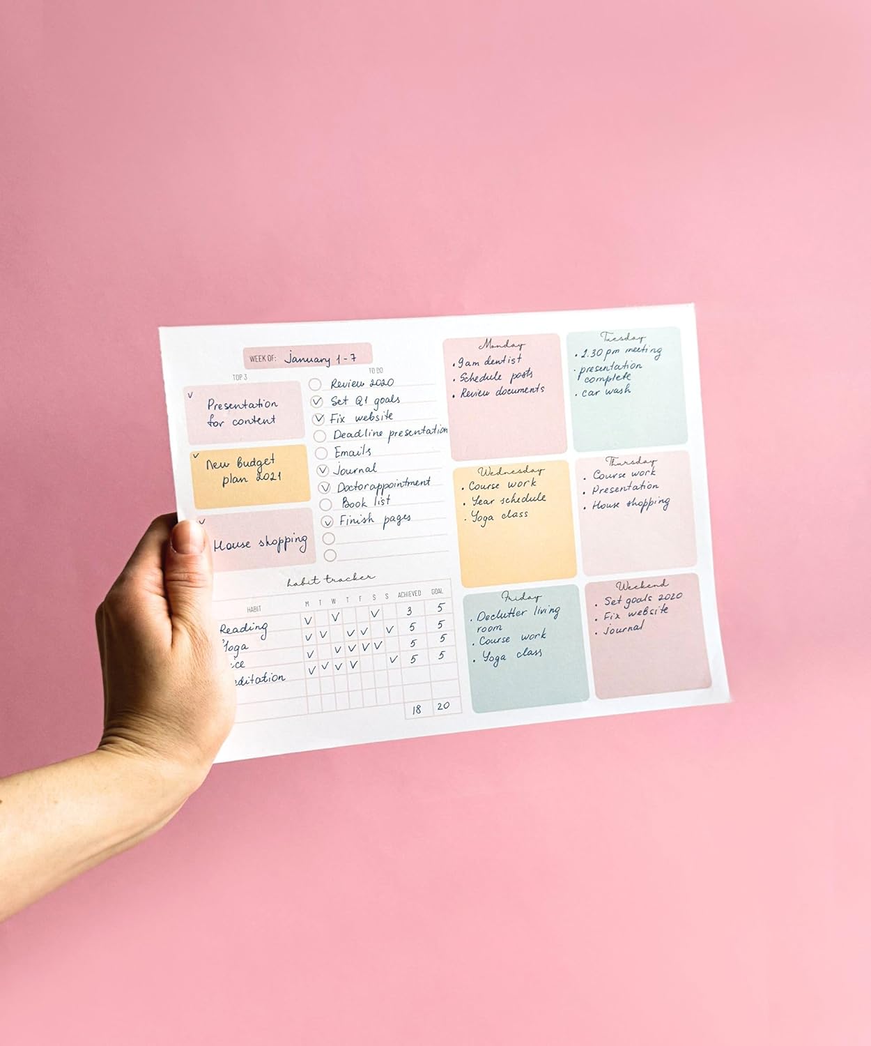 Weekly Planner Notepad Tear off – 52 Undated Weekly Sheets Daily to Do List Notepad, Habit Tracker, Academic Planner Notebook, Daily Work Planner- Full Year Productivity Planner Weekly to Do List Pad