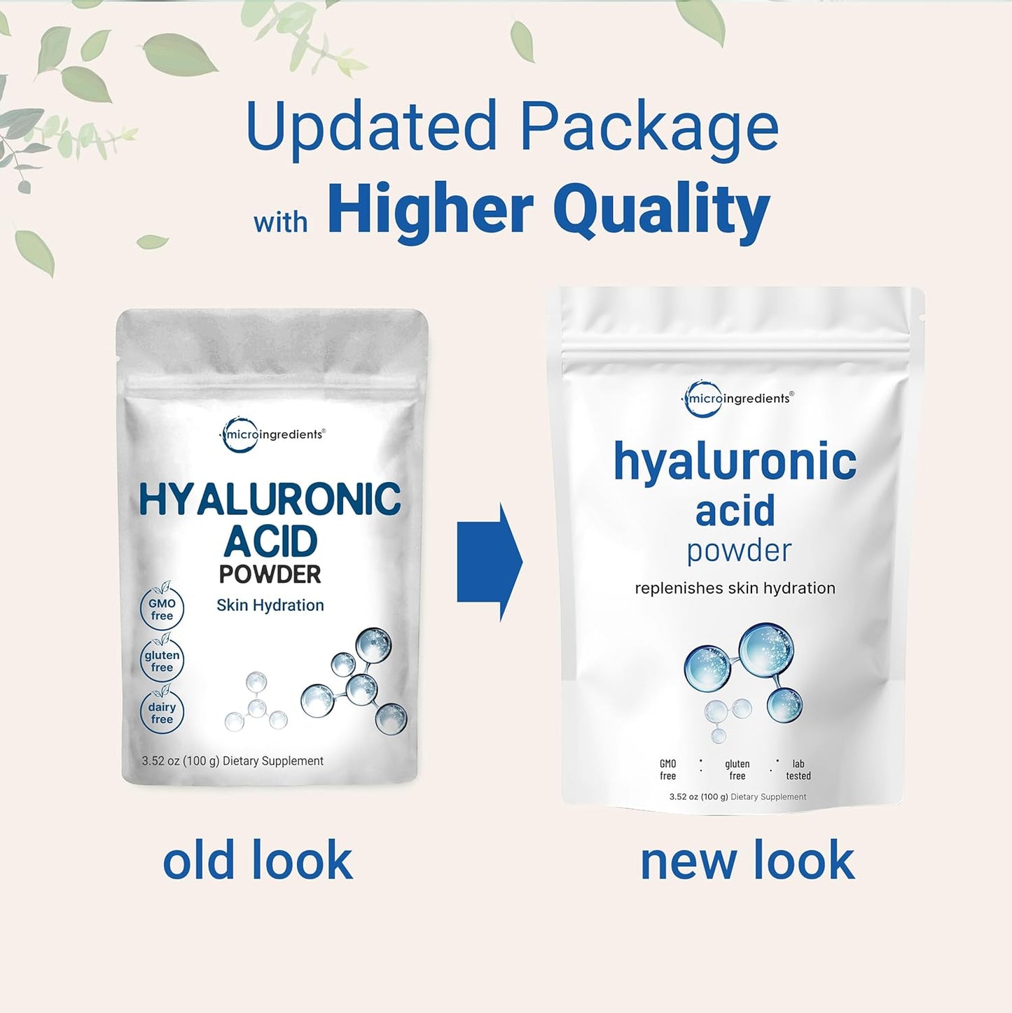 Micro Ingredients Hyaluronic Acid Serum Powder, 100 Grams | Low Molecular Weight, Cosmetics Grade | Skin Hydration and Moisture Support Supplements | Vegan, Water Soluble (Within 2 Hours)