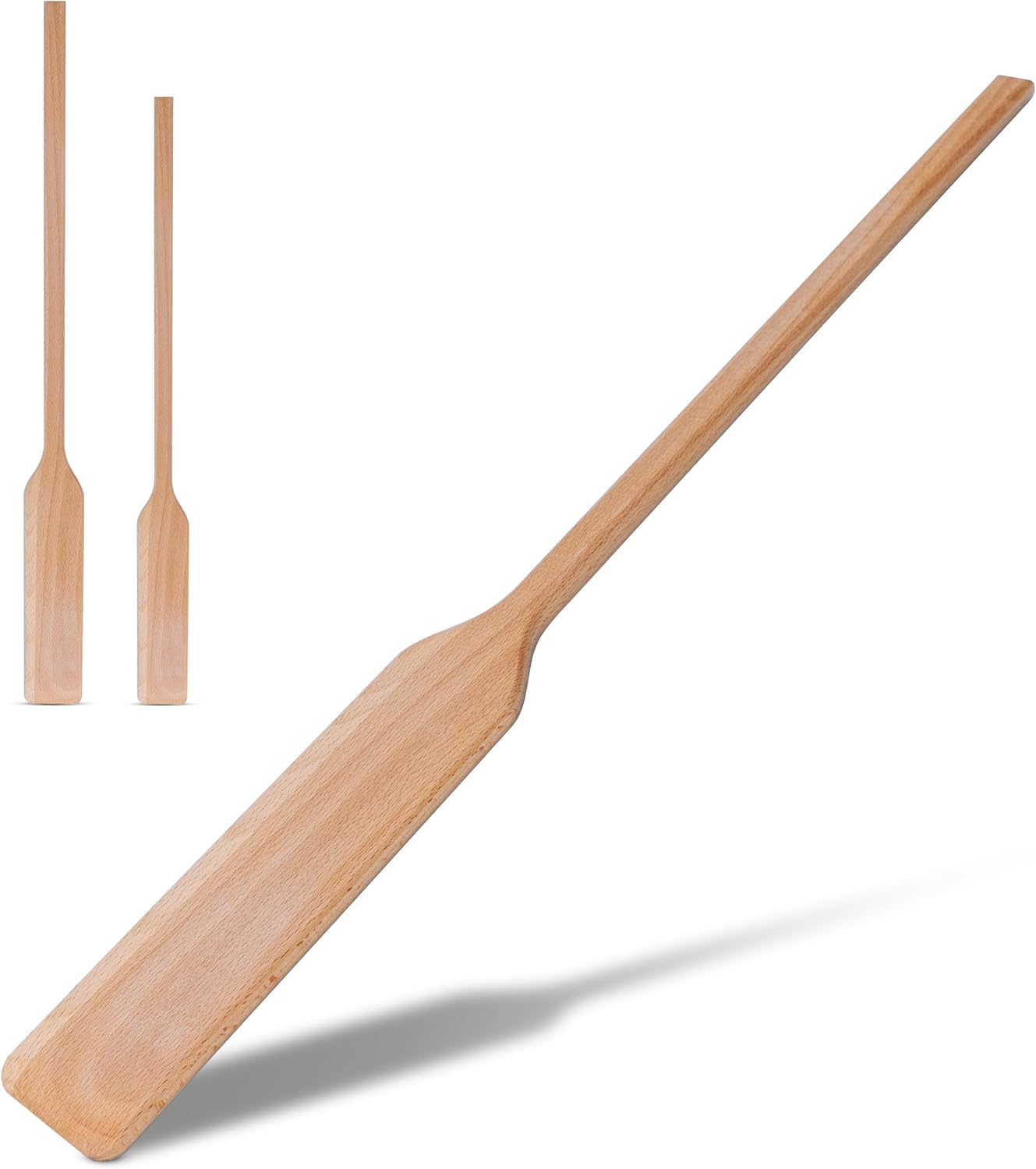Flat Wooden Spatula for Cooking - 24" Long Wooden Stirring Paddle for Cooking, Mixing, Brewing in Big Stock Pots, Hand-Held Beech Wood Pot Stirrer Wooden Spoon for Kitchen