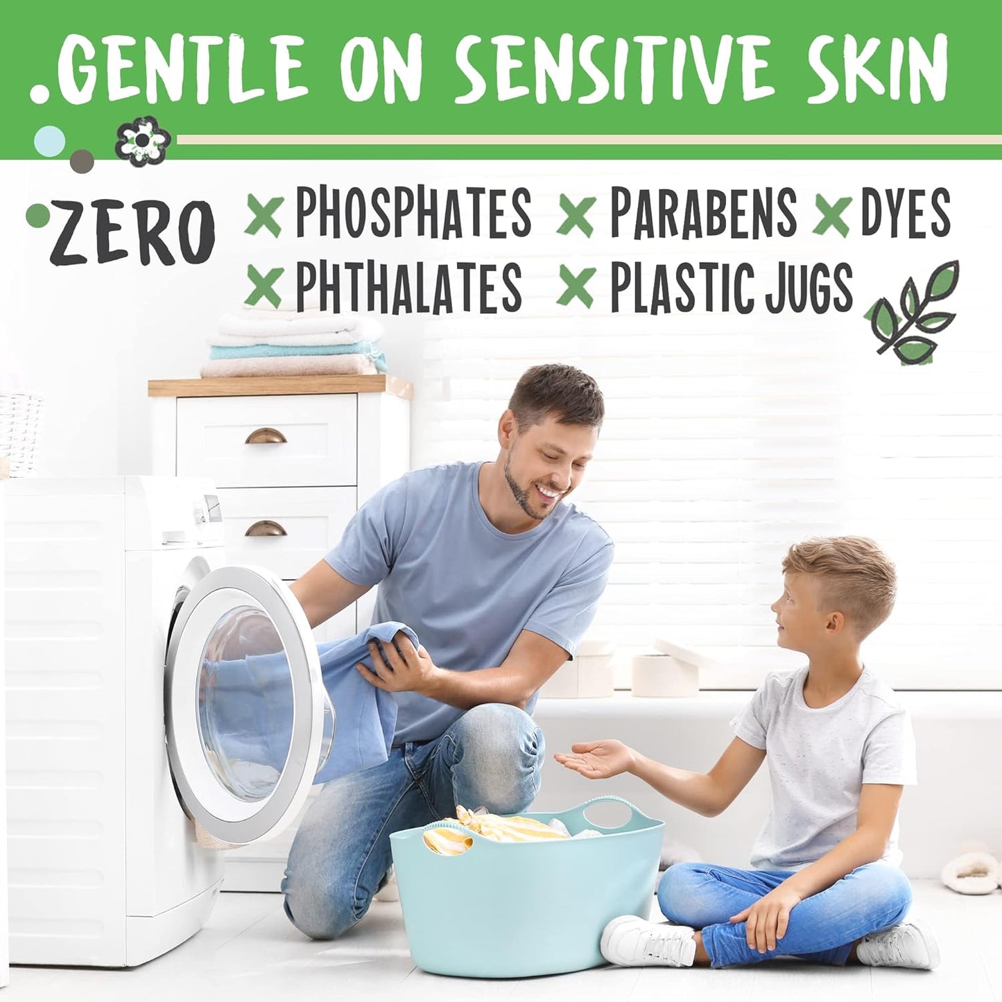 Unscented Laundry Detergent Sheets - 40 Eco Sheets for up to 80 Loads - Fragrance-Free, Zero Plastic Packaging, Travel Laundry Detergent