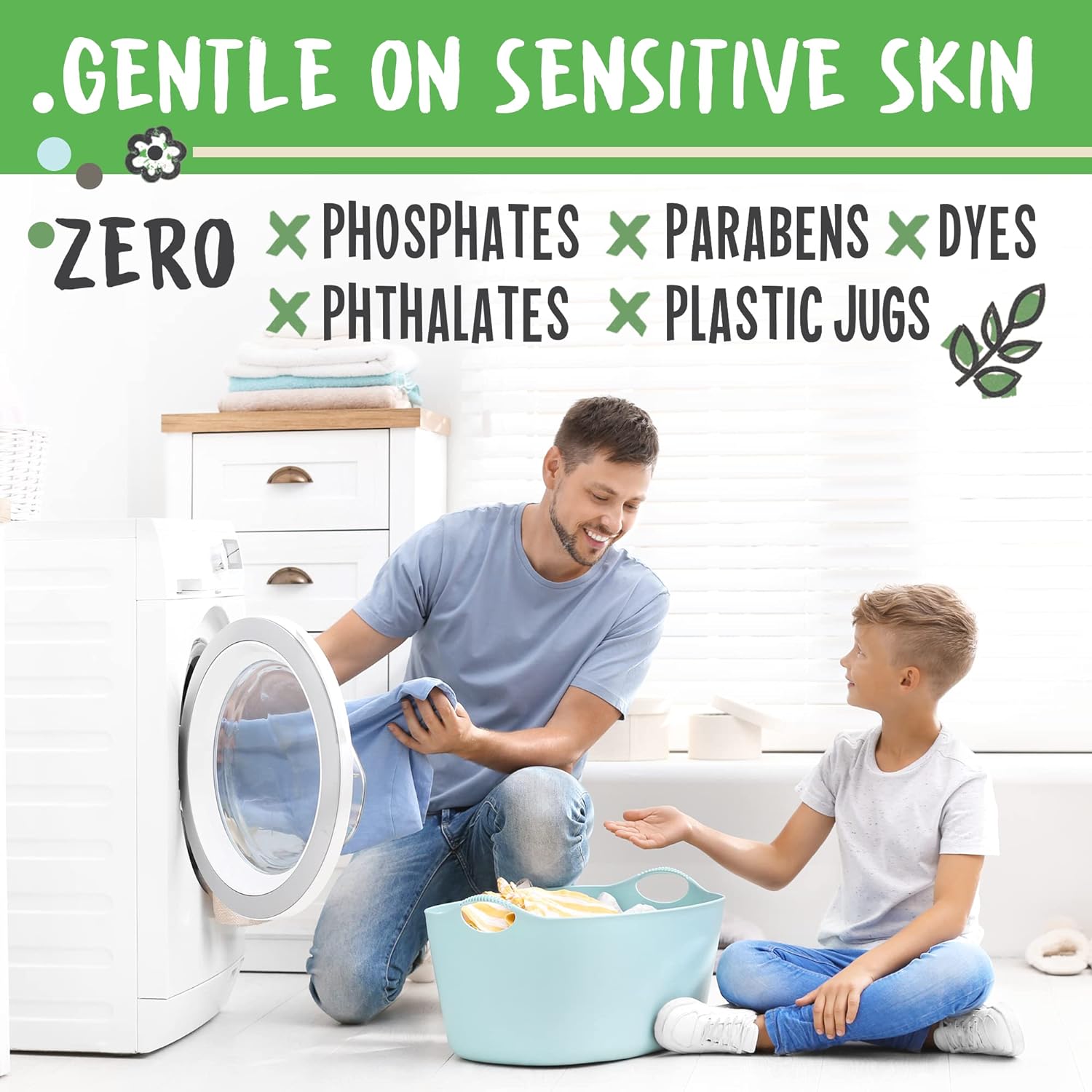 Unscented Laundry Detergent Sheets - 40 Eco Sheets for up to 80 Loads - Fragrance-Free, Zero Plastic Packaging, Travel Laundry Detergent