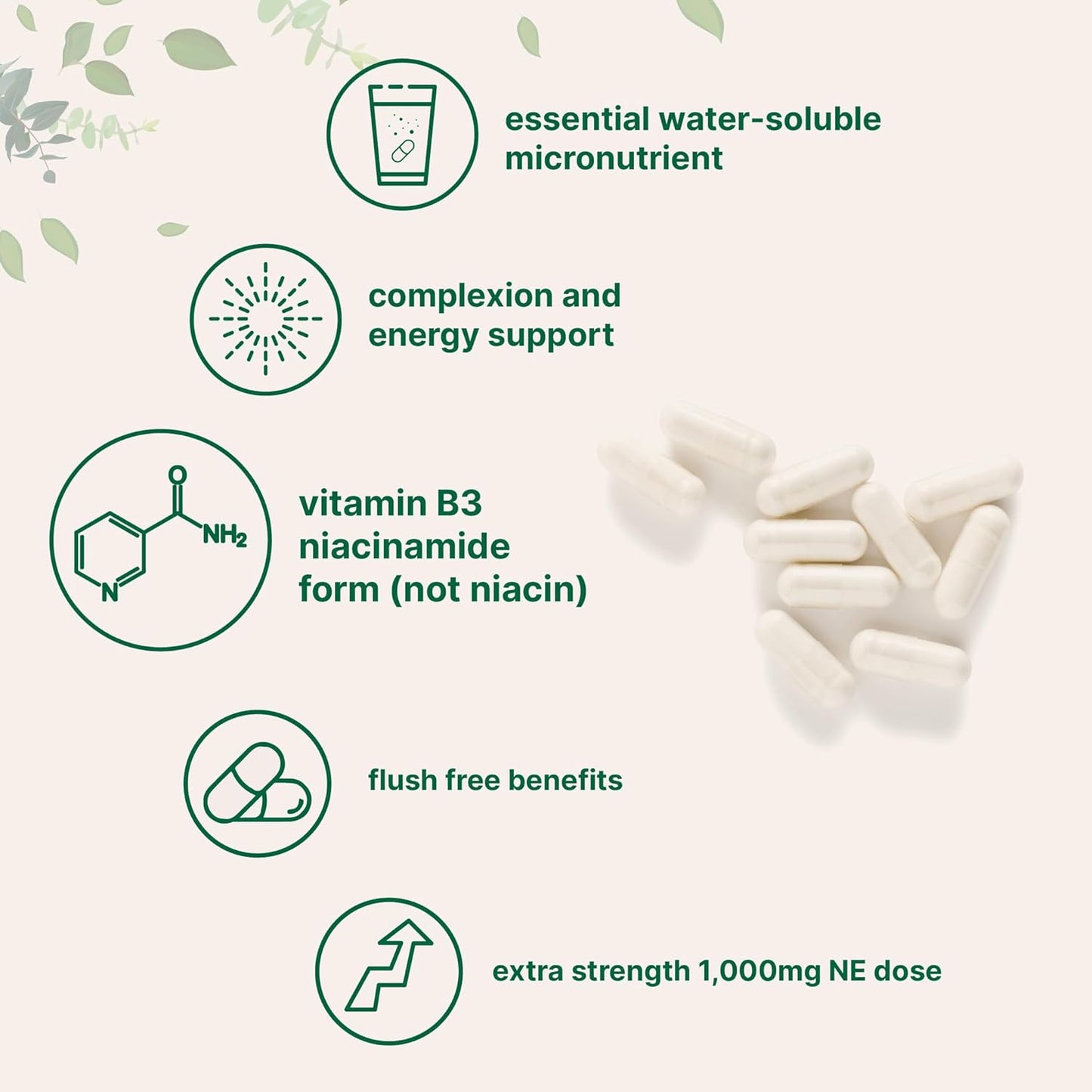 Vitamin B3 Niacinamide 500mg Per Capsule, 400 Capsules | 1,000mg Flush Free Niacin Per Serving, Essential B Vitamin Supplement | Skin Care Health & Energy Support | Non-GMO, Gluten Free