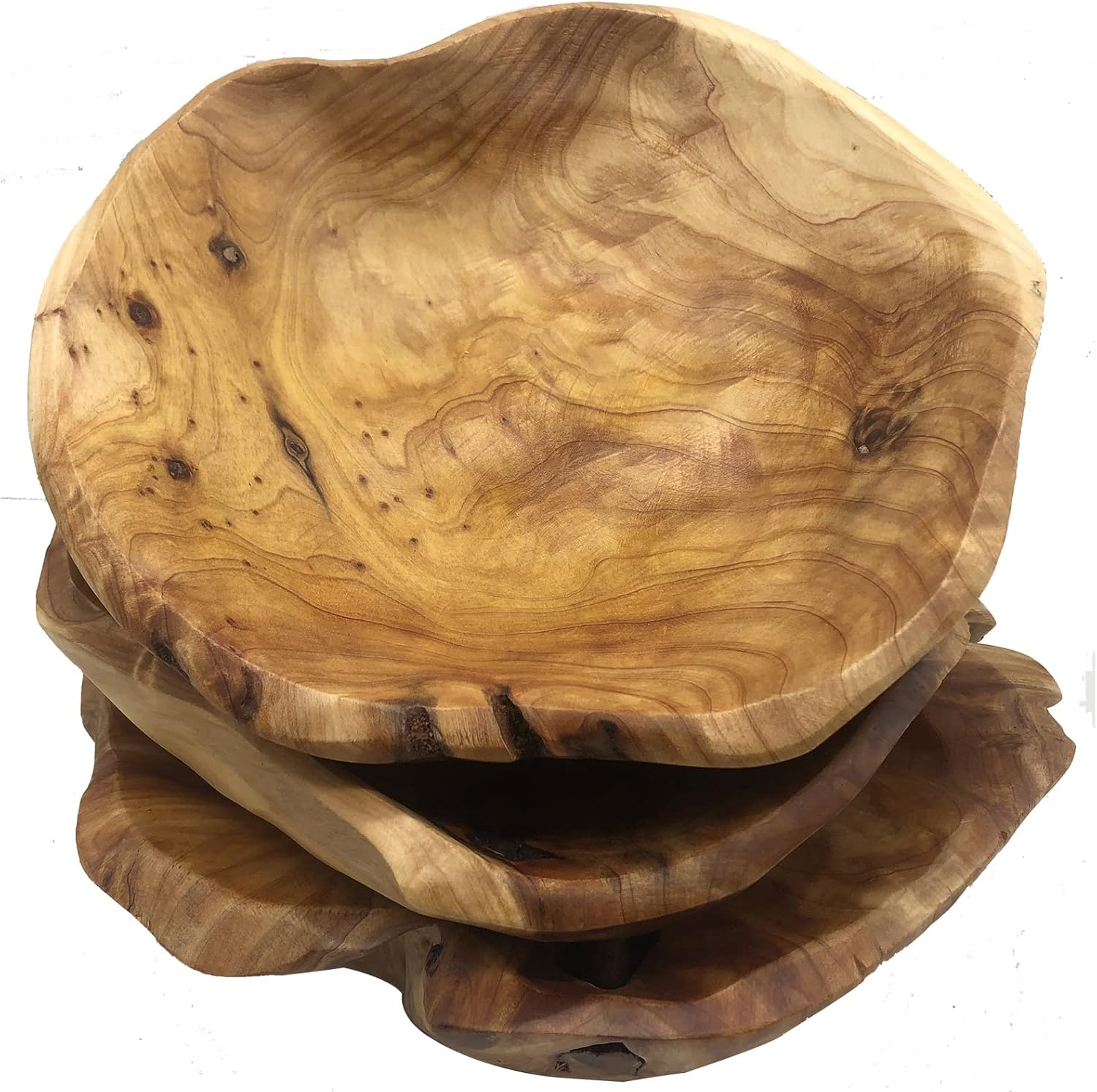 Wooden Bowl(10-12In),Handmade Natural Root Carving Bowl Fruit Salad Bowl