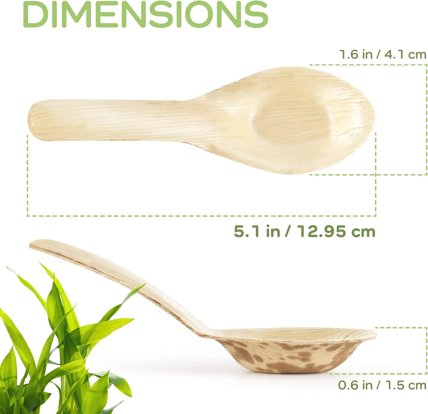 BambooMN 5.1" Premium Bamboo Leaf Chinese Soup Spoons, All Natural Disposable Compostable for Catering and Home Use, 100 Pieces