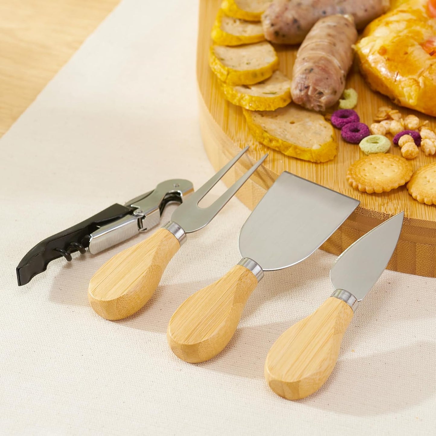 Charcuterie Boards, Bamboo Cheese Board Set with Knife Set & Bowls, Large Charcuterie Board, Oval Bamboo Cheese Boards Charcuterie Boards Gift Set for House Warming New Home Gifts