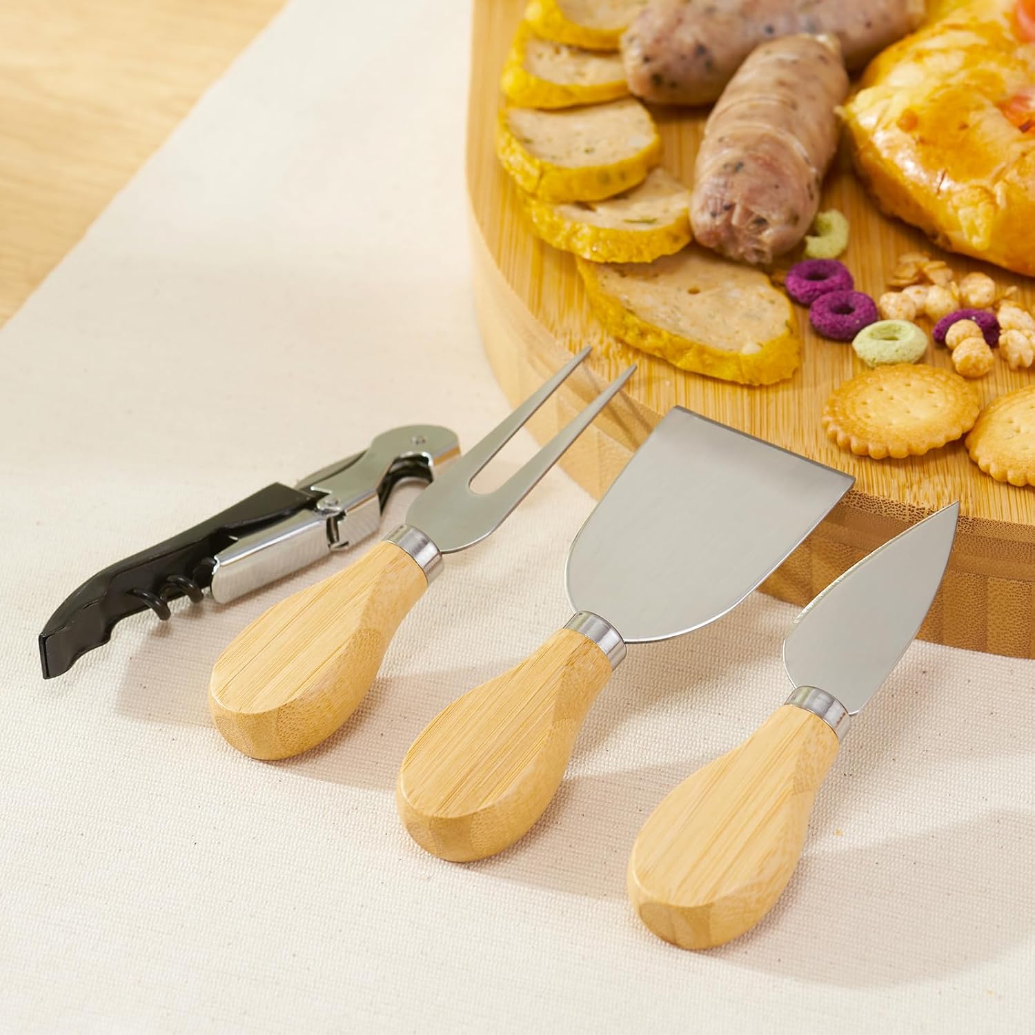 Charcuterie Boards, Bamboo Cheese Board Set with Knife Set & Bowls, Large Charcuterie Board, Oval Bamboo Cheese Boards Charcuterie Boards Gift Set for House Warming New Home Gifts